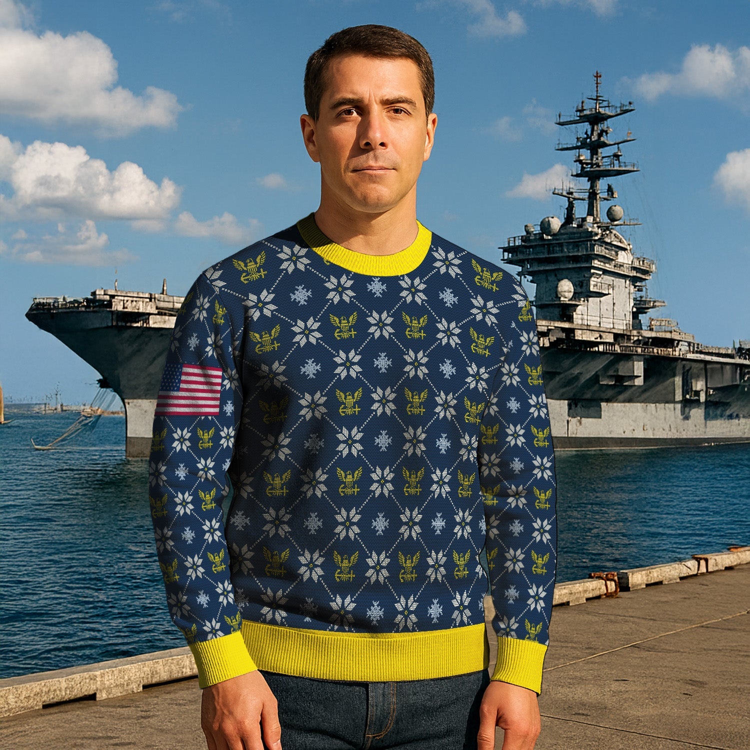 Personalized US Navy Christmas Ugly Sweater KRUST10