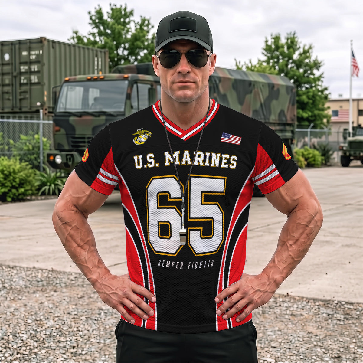 Personalized USMC Jersey Custom Military Rank Jersey Number and Text