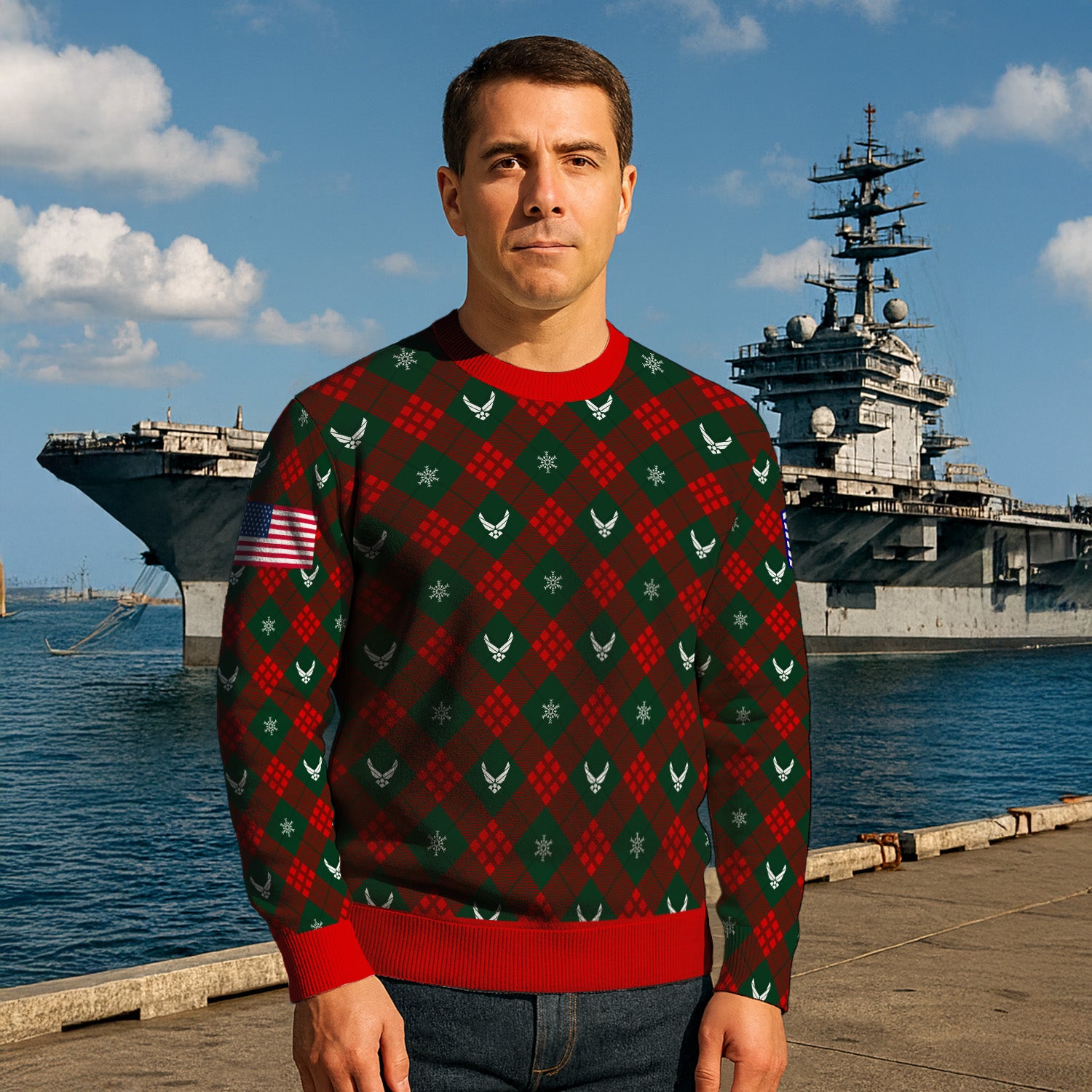 Custom Ranks US Air Force Ugly Christmas Sweater for Women Men KRUST08