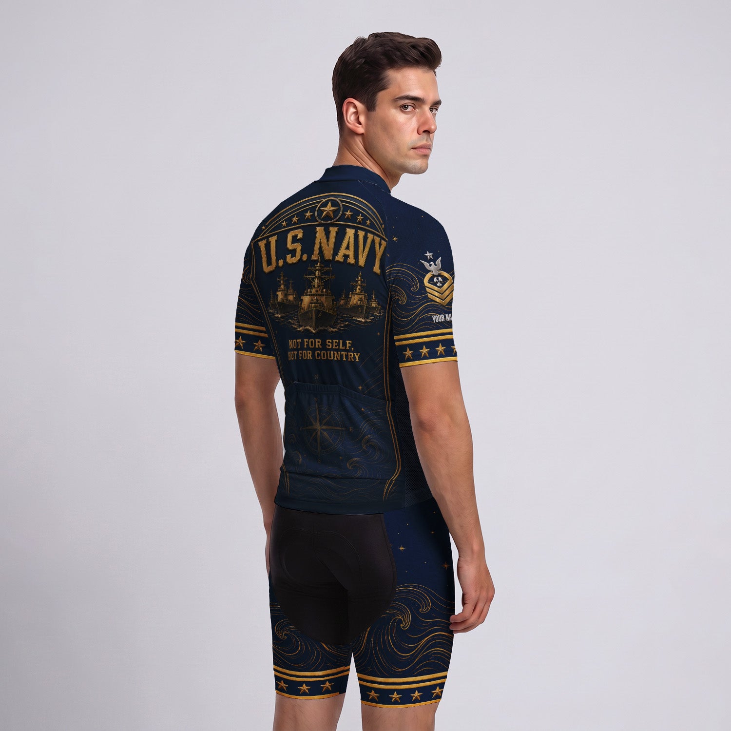 Personalized US Navy Cycling Jersey Custom Name & Rank Shirt