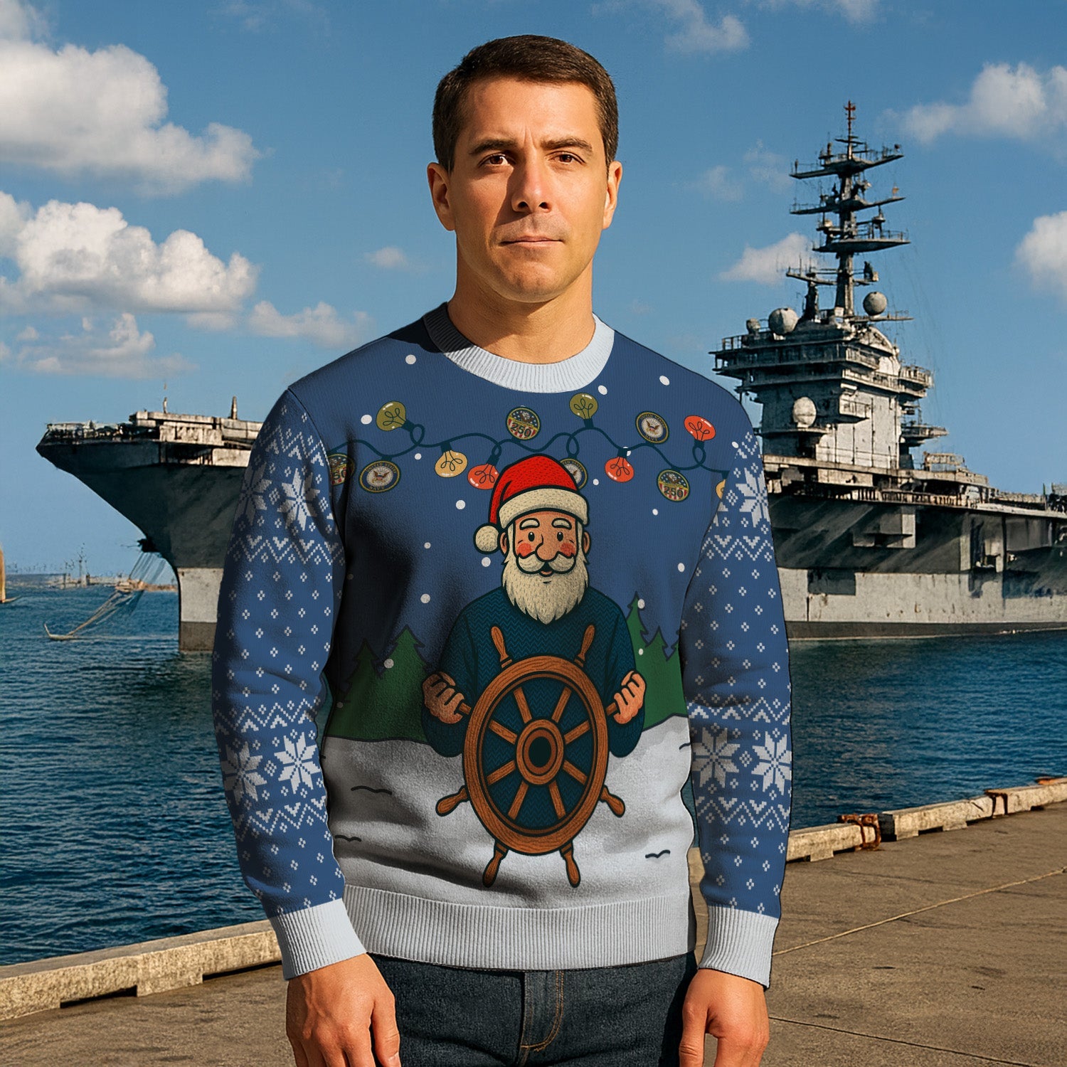 US Navy Caption Christmas Ugly Sweater