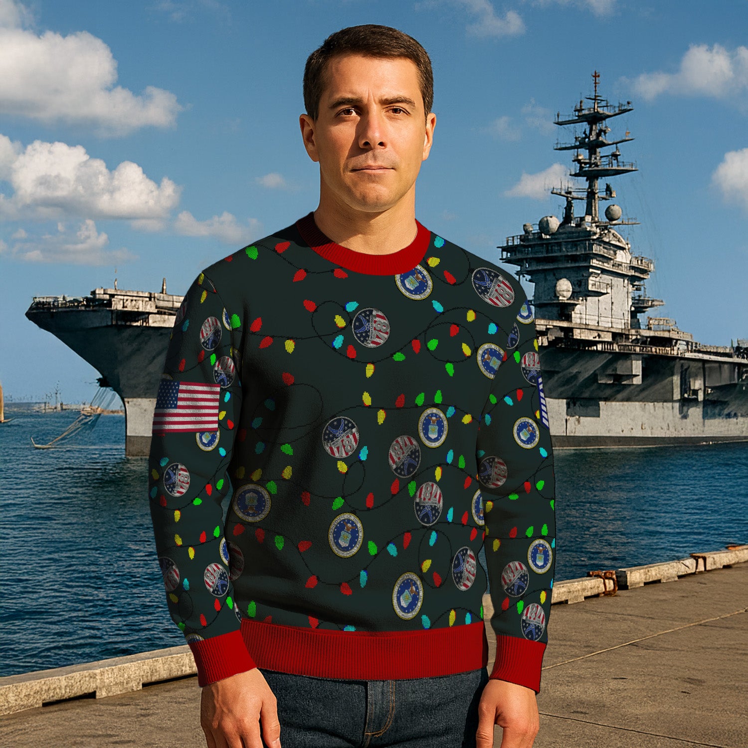 Custom Ranks US Air Force Ugly Christmas Sweater for Women Men KRUST07