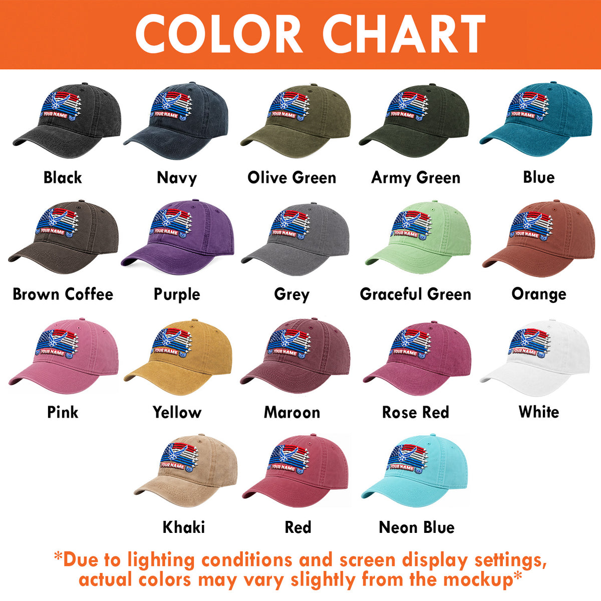 U.S. Air Force Embroidered Cap Custom Rank Text Veteran Gift