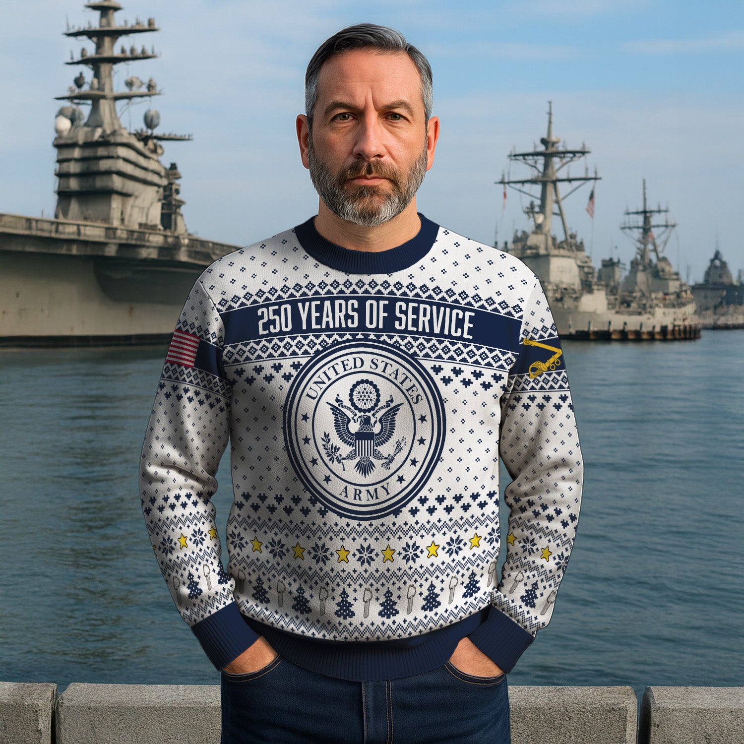 Custom Ranks US Army Ugly Christmas Sweater for Women Men KRUST06