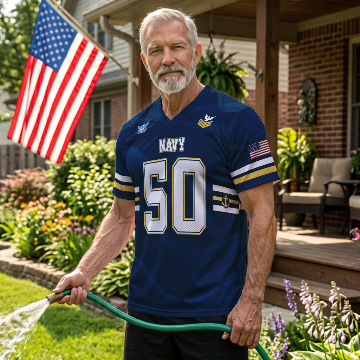 U.S. Navy Sports Jersey Custom Military Rank Text and Jersey Number
