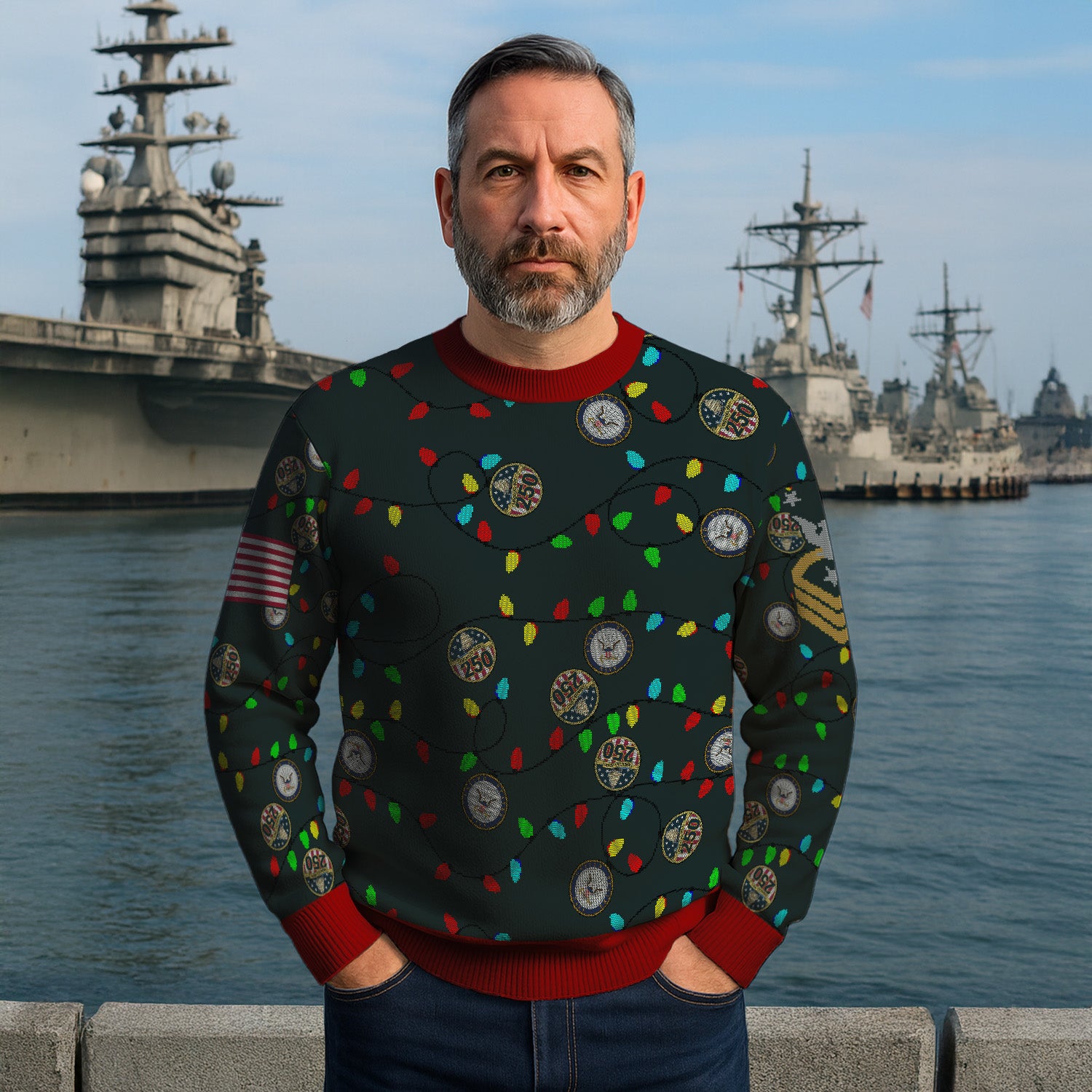 Custom Ranks US Navy Ugly Christmas Sweater for Women Men KRUST07