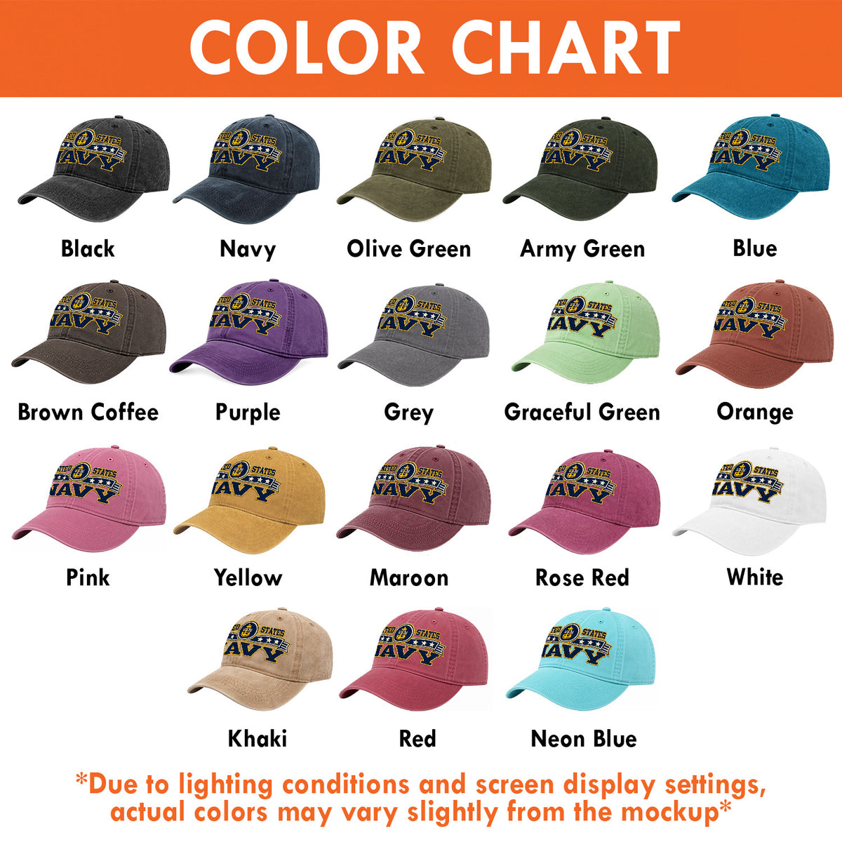 Personalized Navy Military Washed Cap Custom Rank and Text