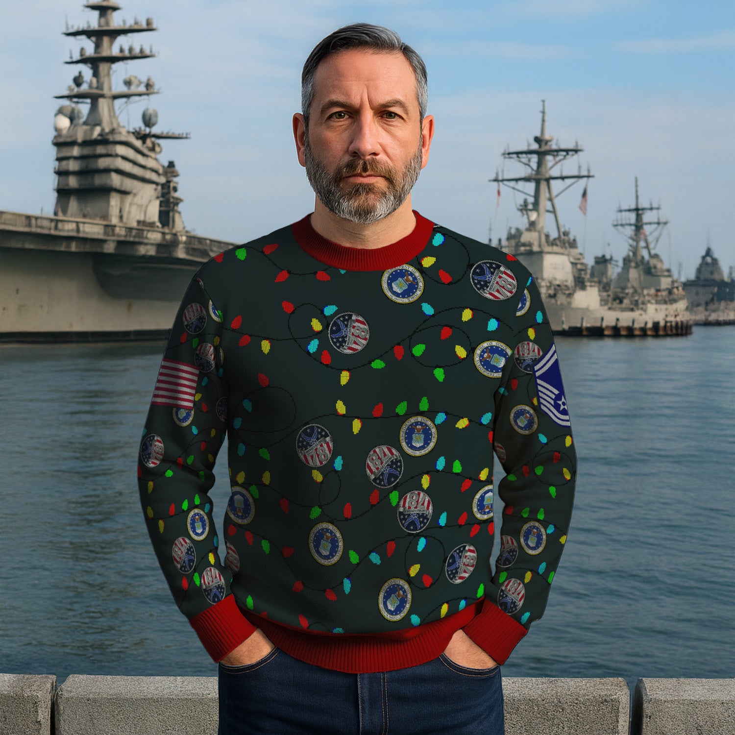 Custom Ranks US Air Force Ugly Christmas Sweater for Women Men KRUST07