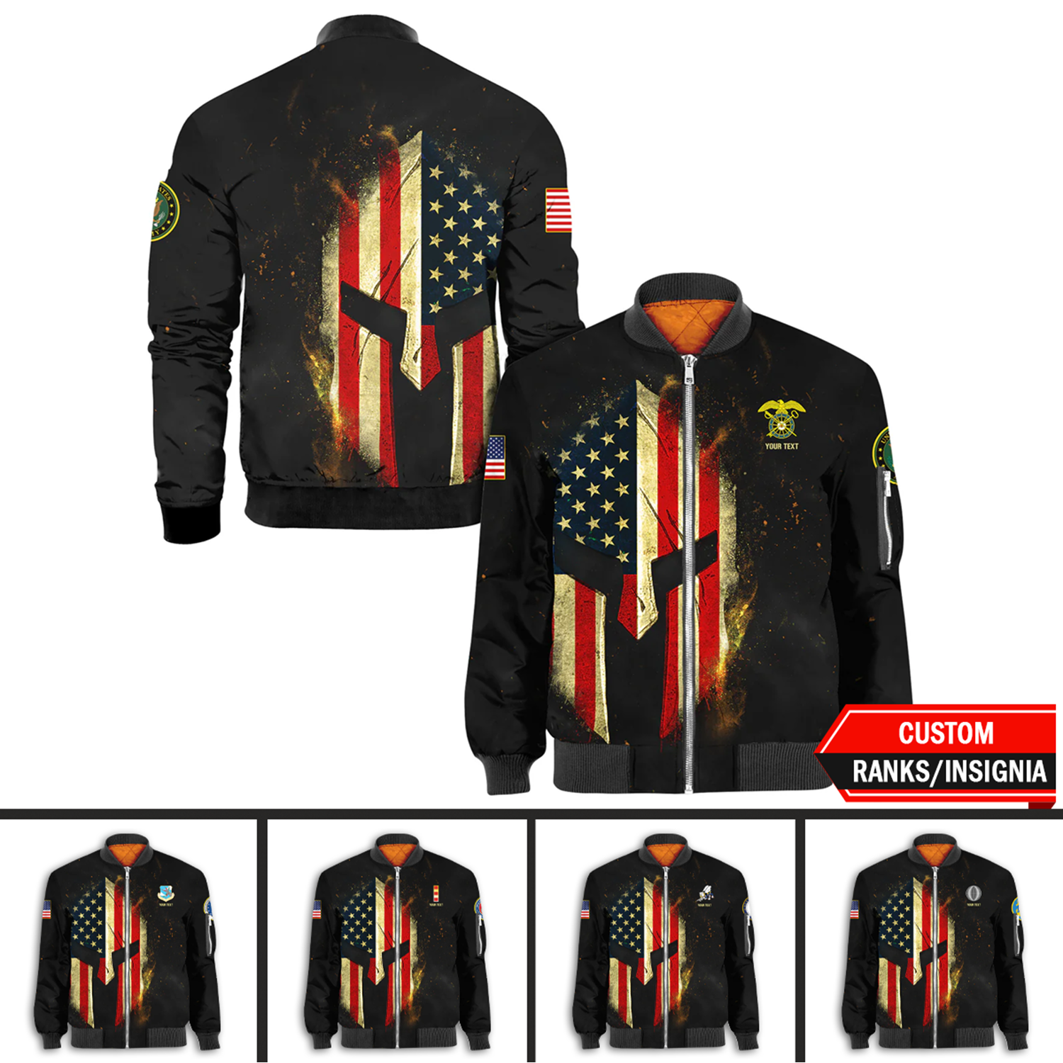 Custom 3D All Over Prints Bomber Jacket, Personalized Name And Ranks, Spartan Warrior