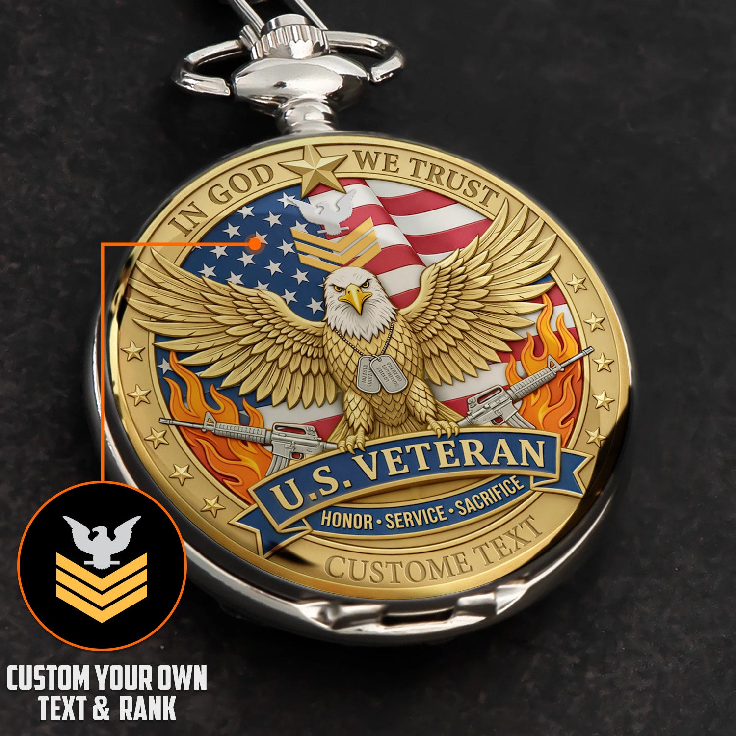 Personalized US Navy 250th Anniversary Gift Pocket Watch
