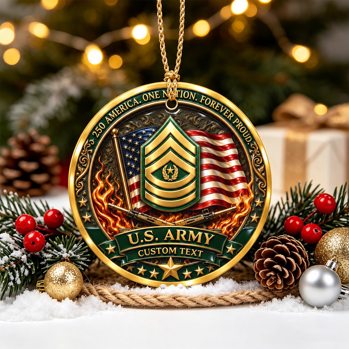 Custom USMC 3D Relief Ornament Personalized Rank and Custom Text