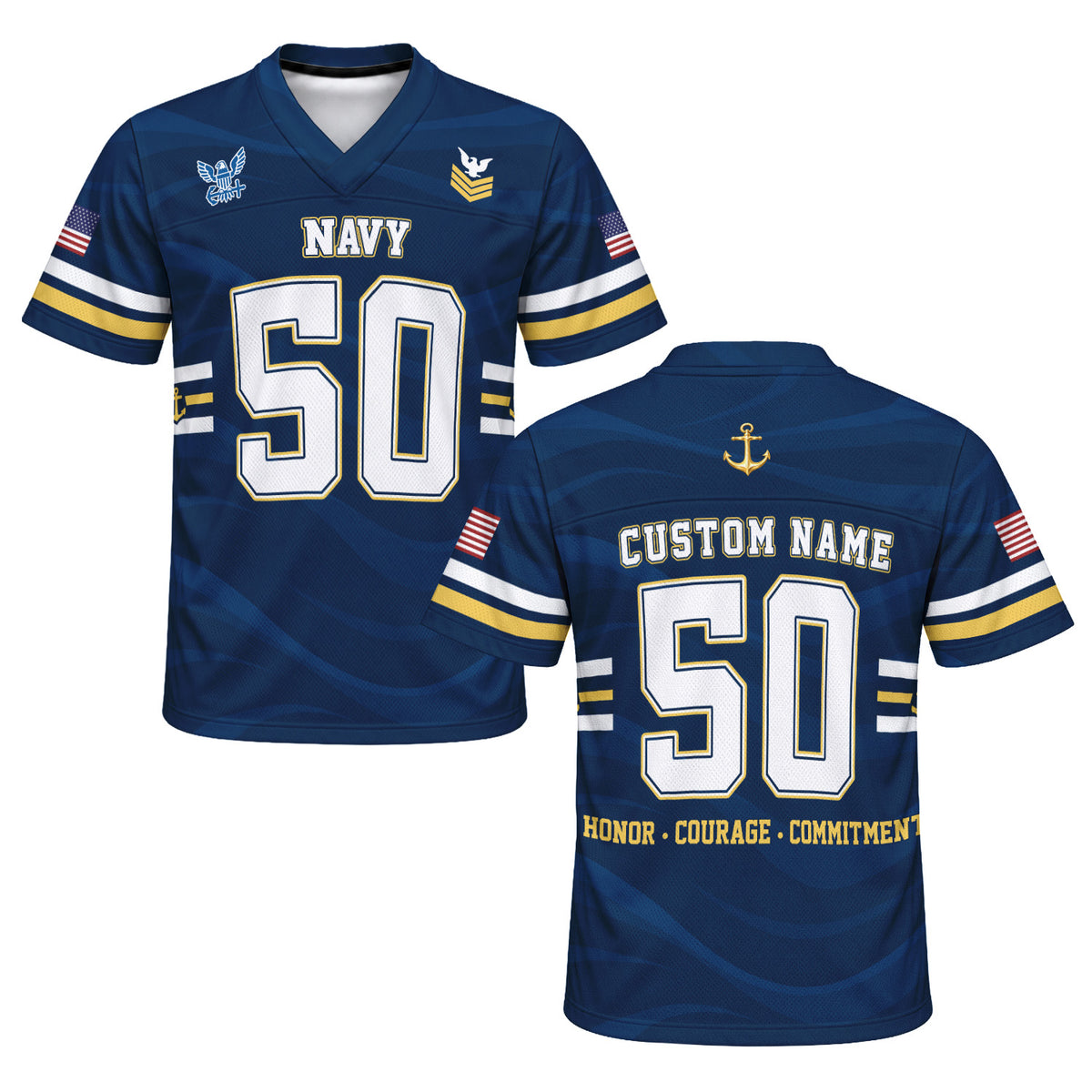 U.S. Navy Sports Jersey Custom Military Rank Text and Jersey Number