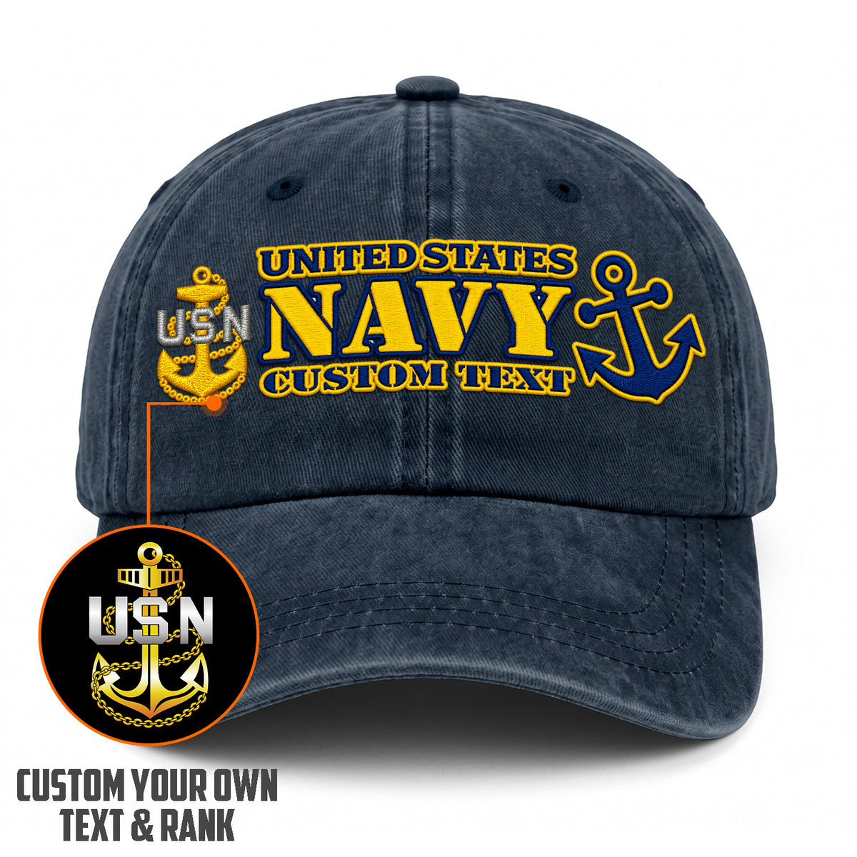 Custom U.S. Navy Cotton Hat Personalized Rank and Name