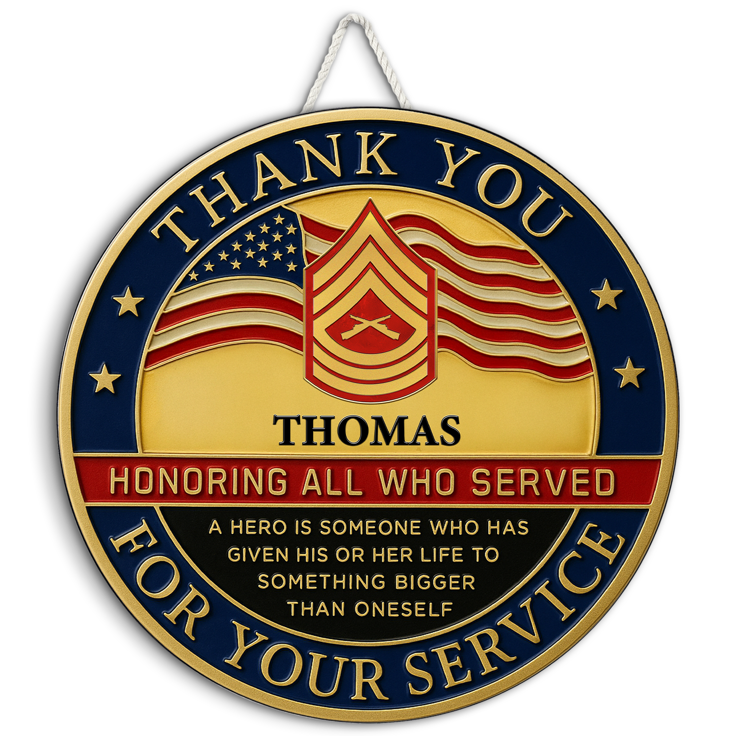 Personalized US MARlNE Round Wooden Sign