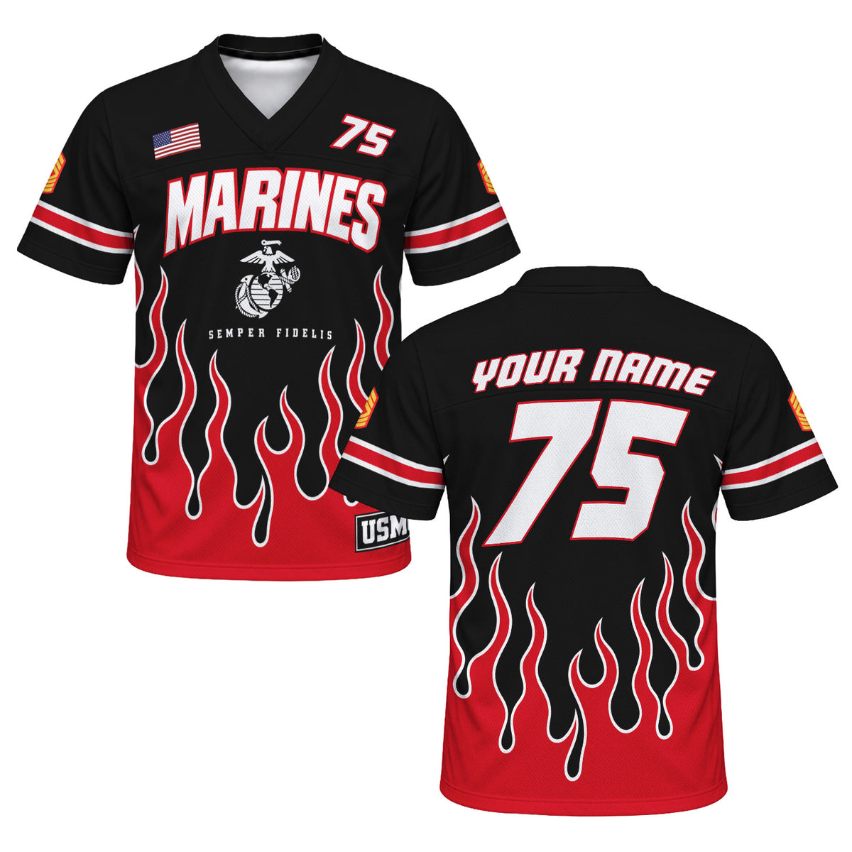 USMC Sports Jersey Custom Marine Rank Text and Jersey Number