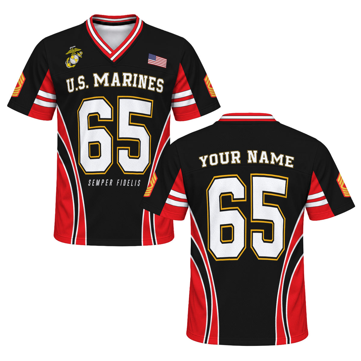 Personalized USMC Jersey Custom Military Rank Jersey Number and Text