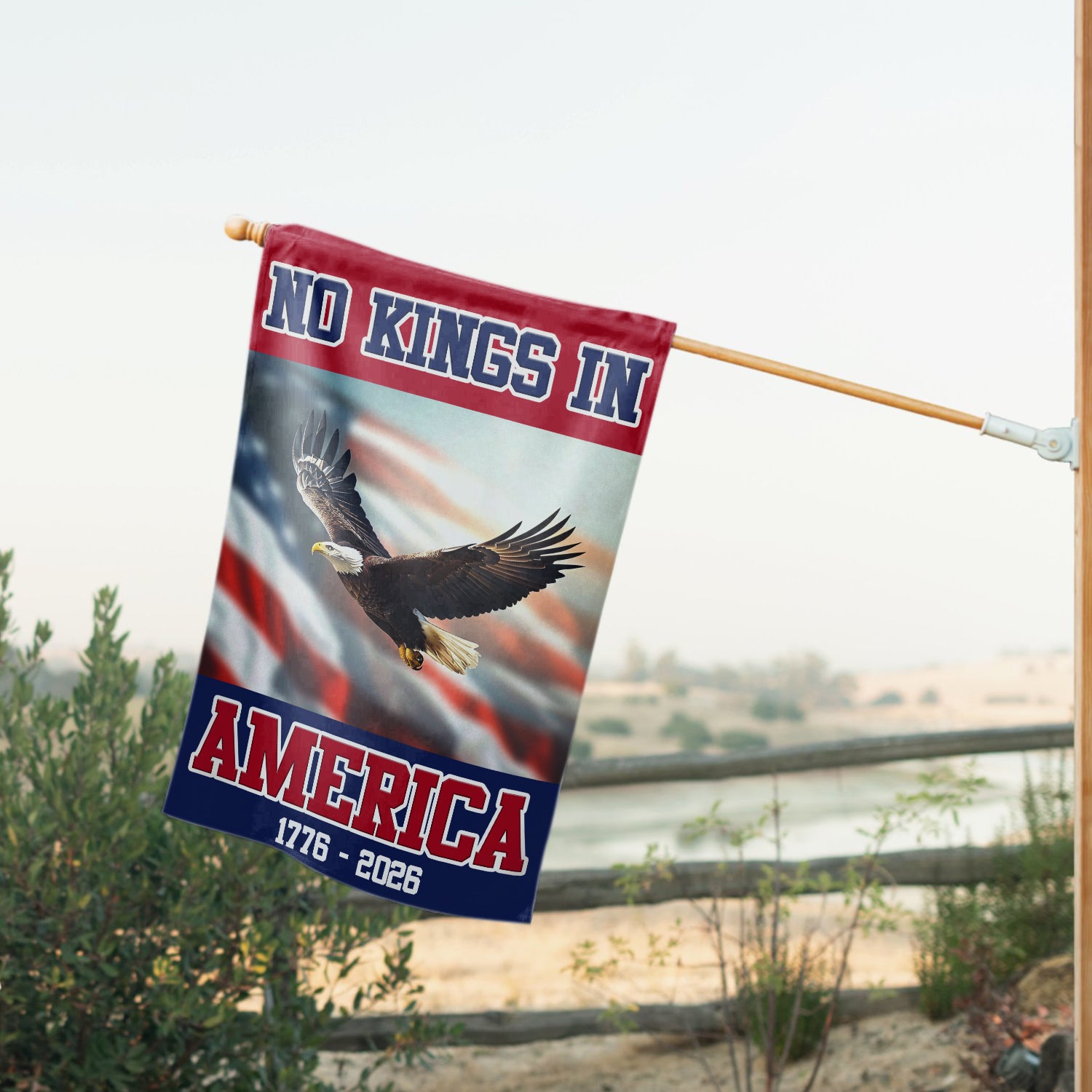 No King In America 1776 - 2026 House Flag 28''x40'' Twin-Side Printing