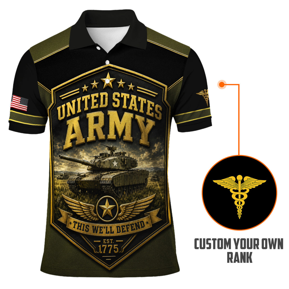 Personalized US Army Soldier 3D All-Over Print Polo Shirt