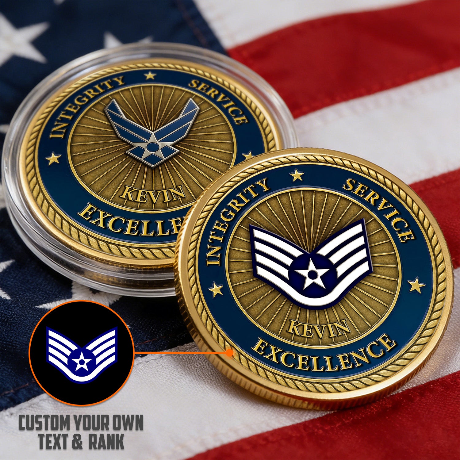 Personalized Challenge Coin US Air Force Rank Name Gift