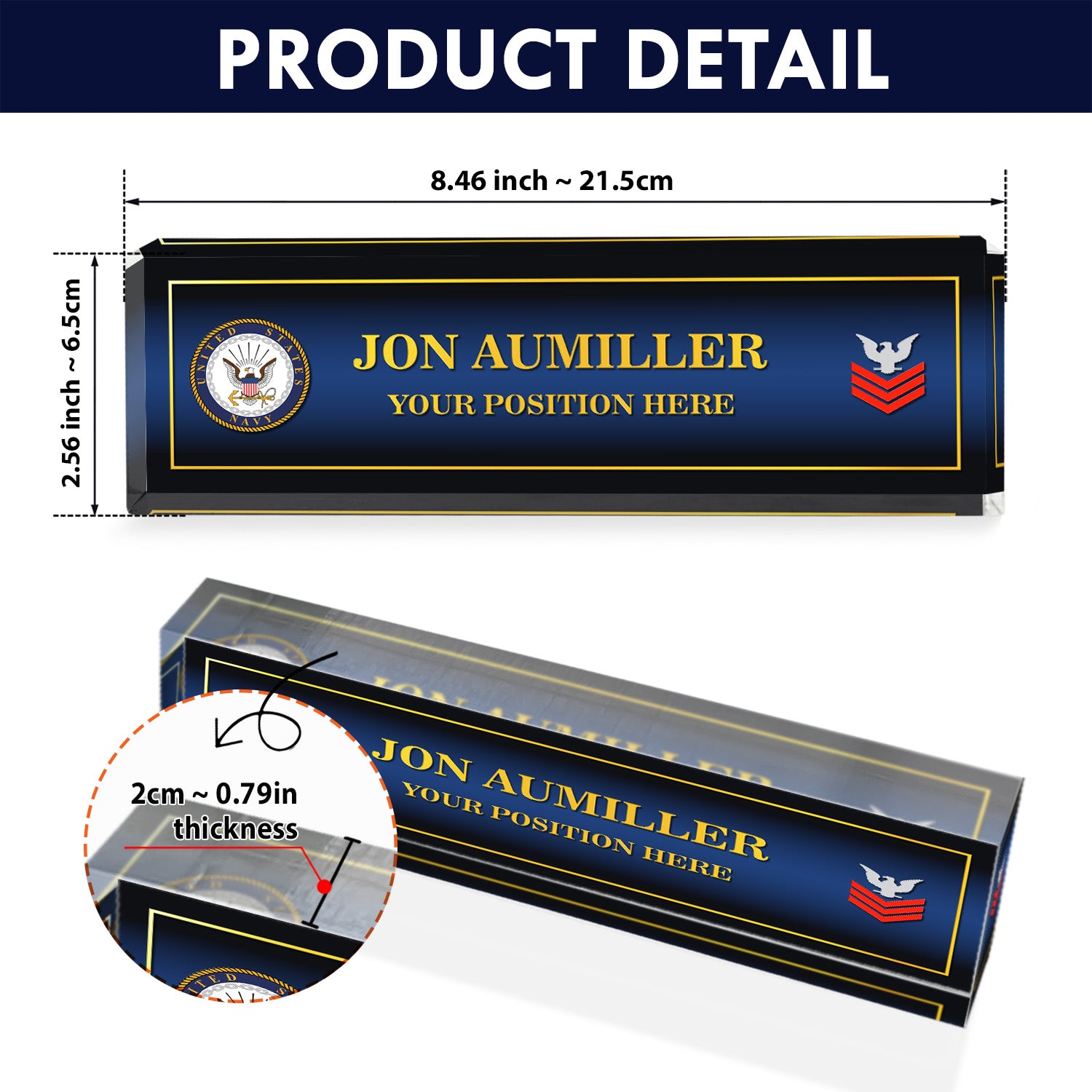 US Navy Personalized Acrylic Plaque – Custom Desk Gift