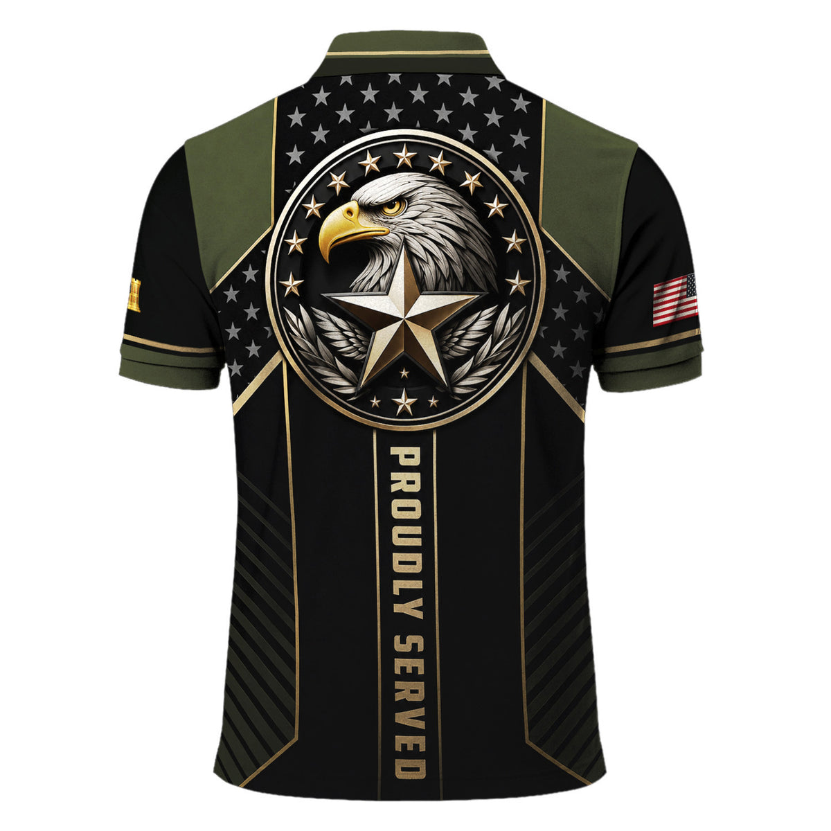 US Army Military Personalized Rank Polo Shirt Gift for Men