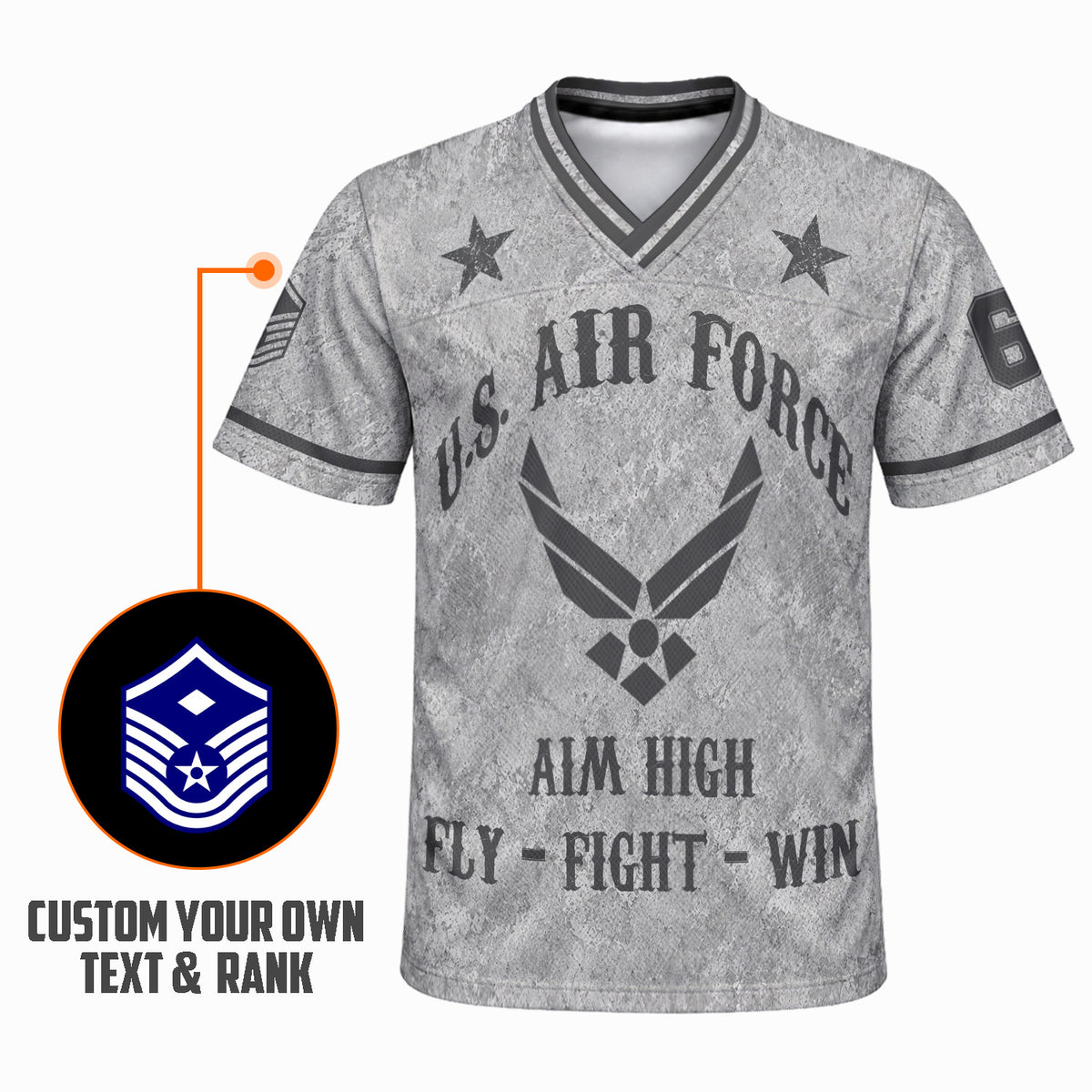 Personalized Air Force Military Jersey Custom Rank Number and Custom Text
