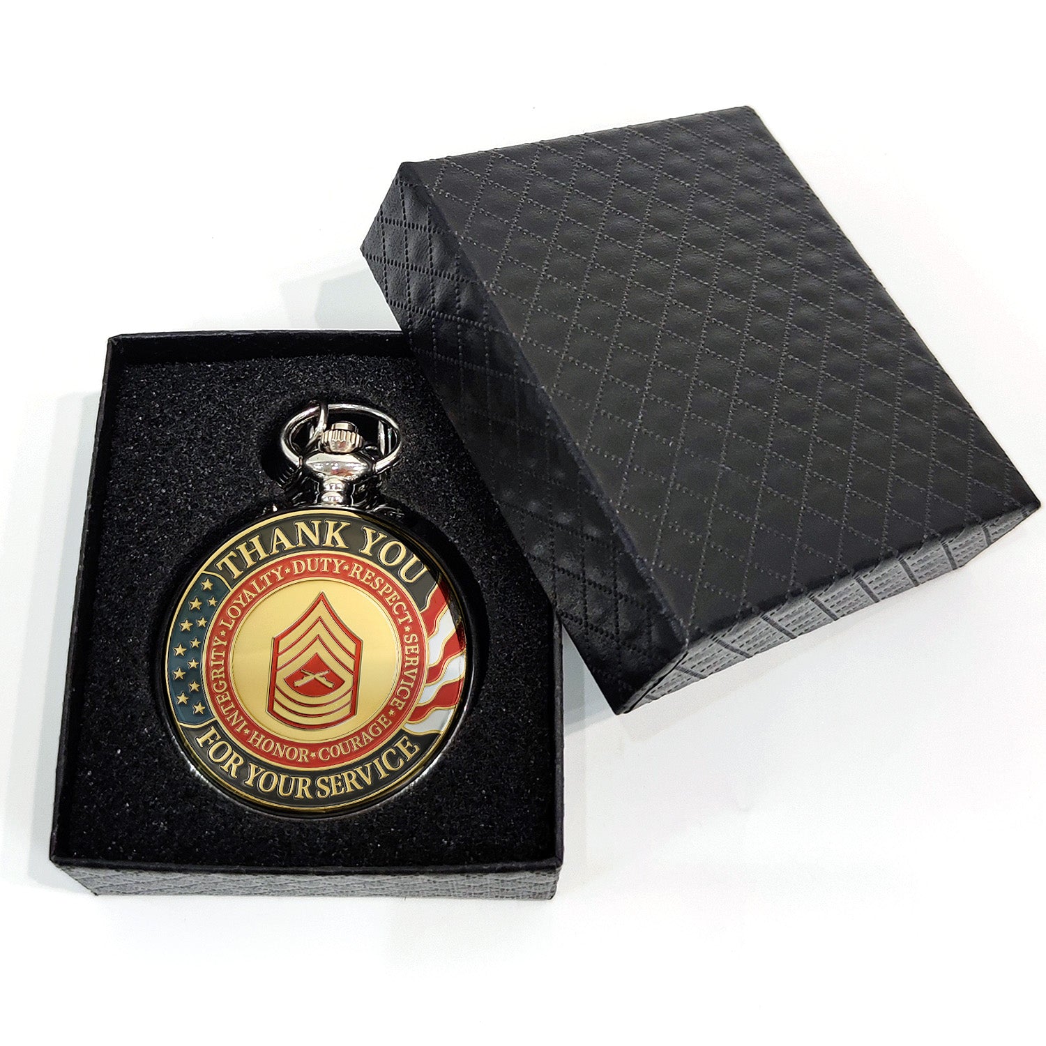 Thank You for Your Service Pocket Watch – Custom USMC Rank Gift for Marines