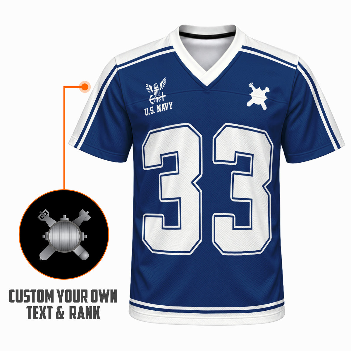 Custom U.S. Navy Jersey Personalized Rank Name Text and Number
