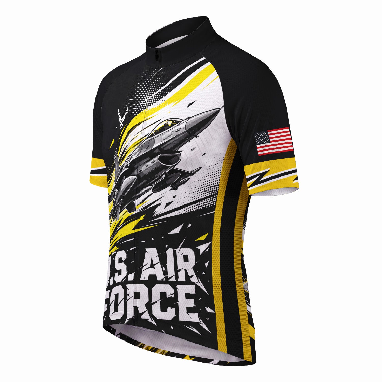 Custom USAF Cycling Jersey Personalized Name Rank Veteran Bike Shirt