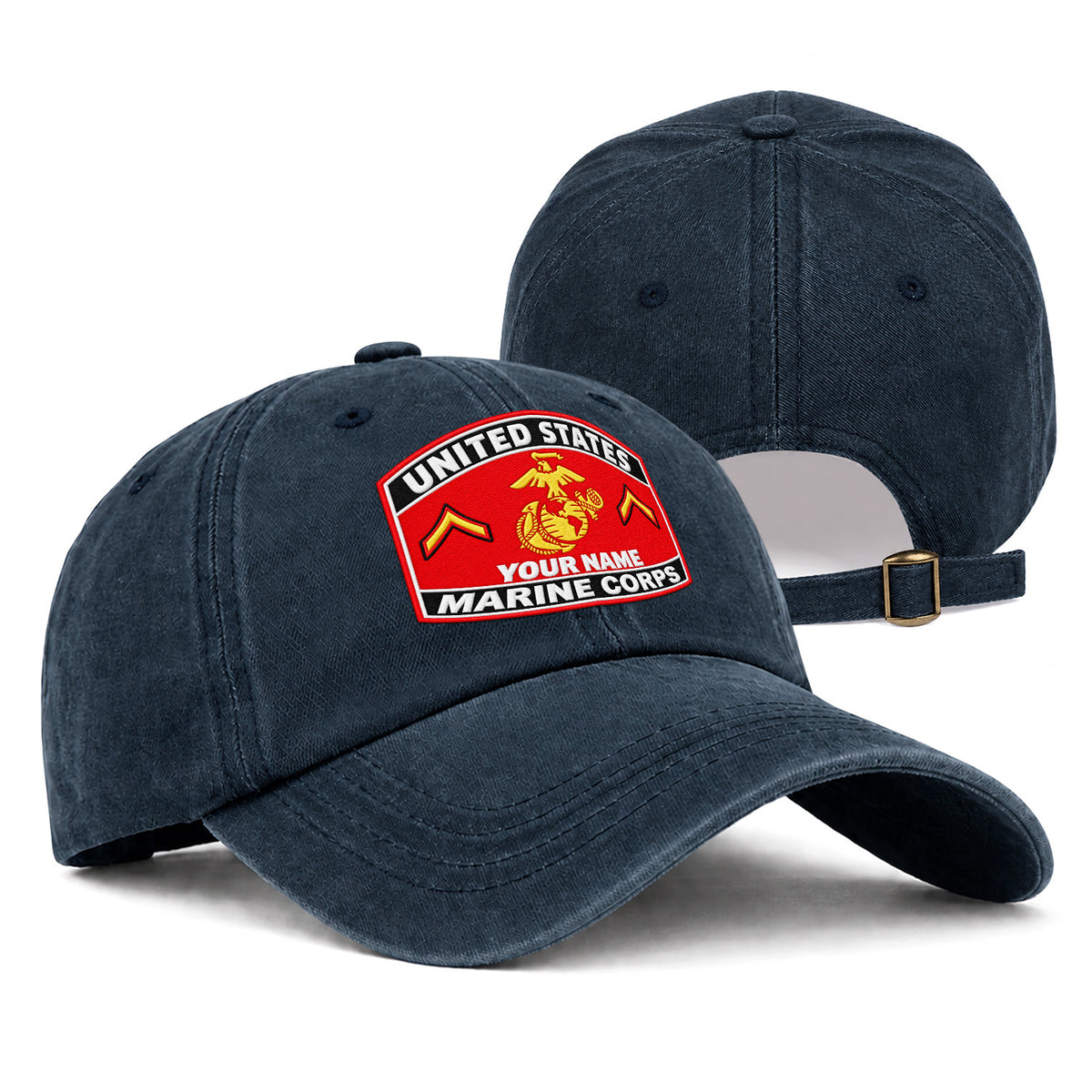 Personalized USMC Cotton Cap Custom Rank and Text