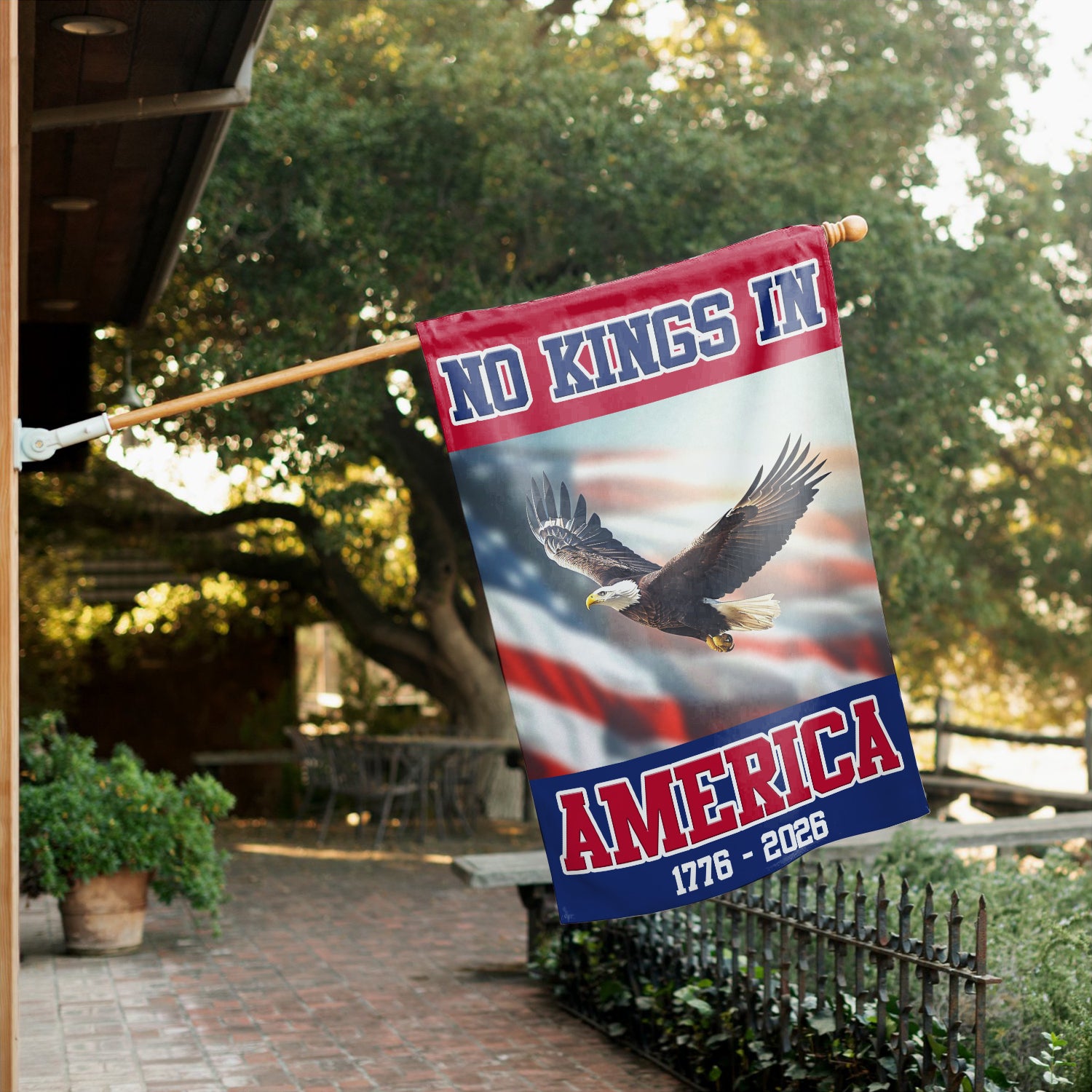 No King In America 1776 - 2026 House Flag 28''x40'' Twin-Side Printing