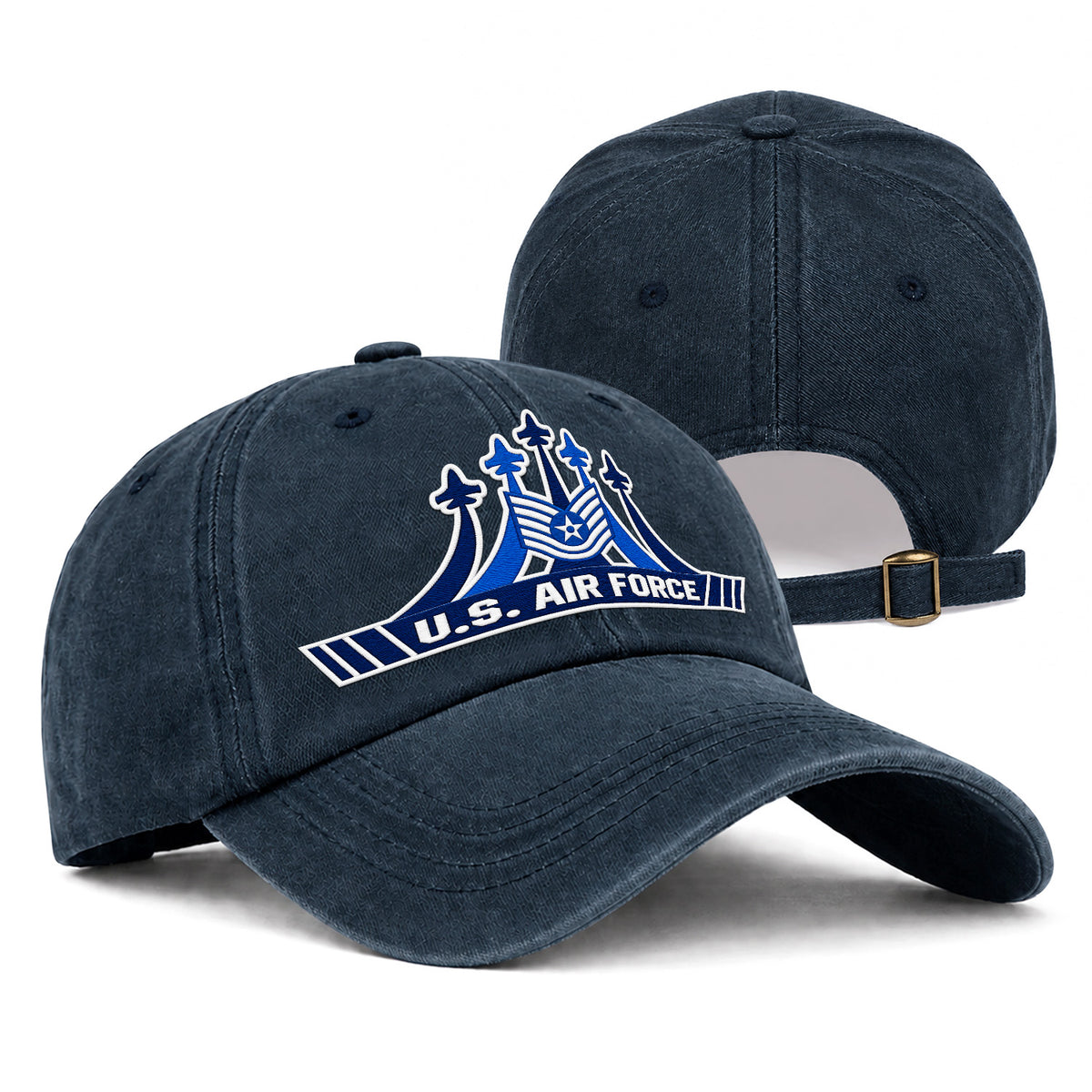 Personalized Air Force Military Washed Cap Custom Rank and Text