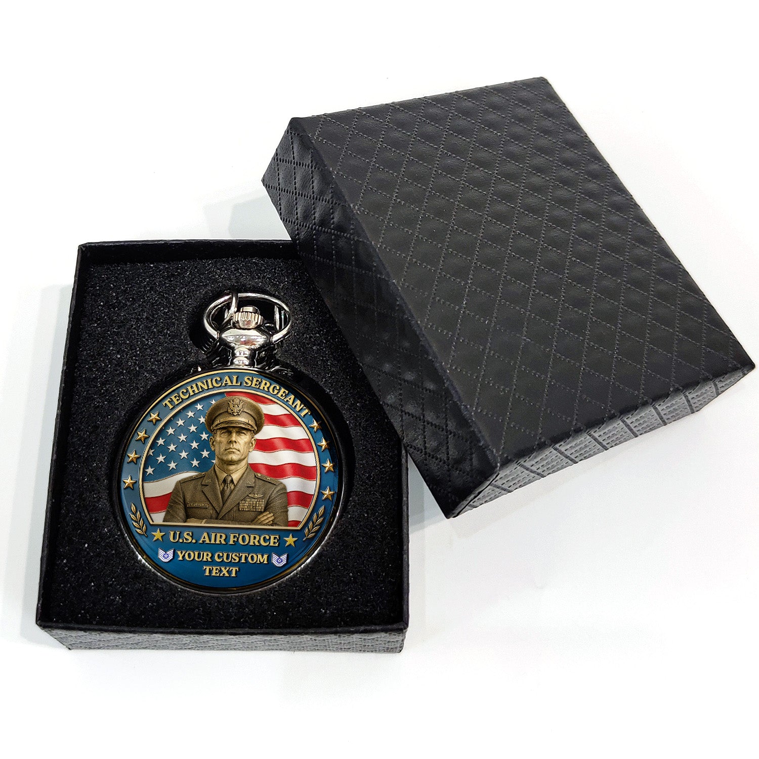 Custom US Air Force Rank Pocket Watch Military Gift
