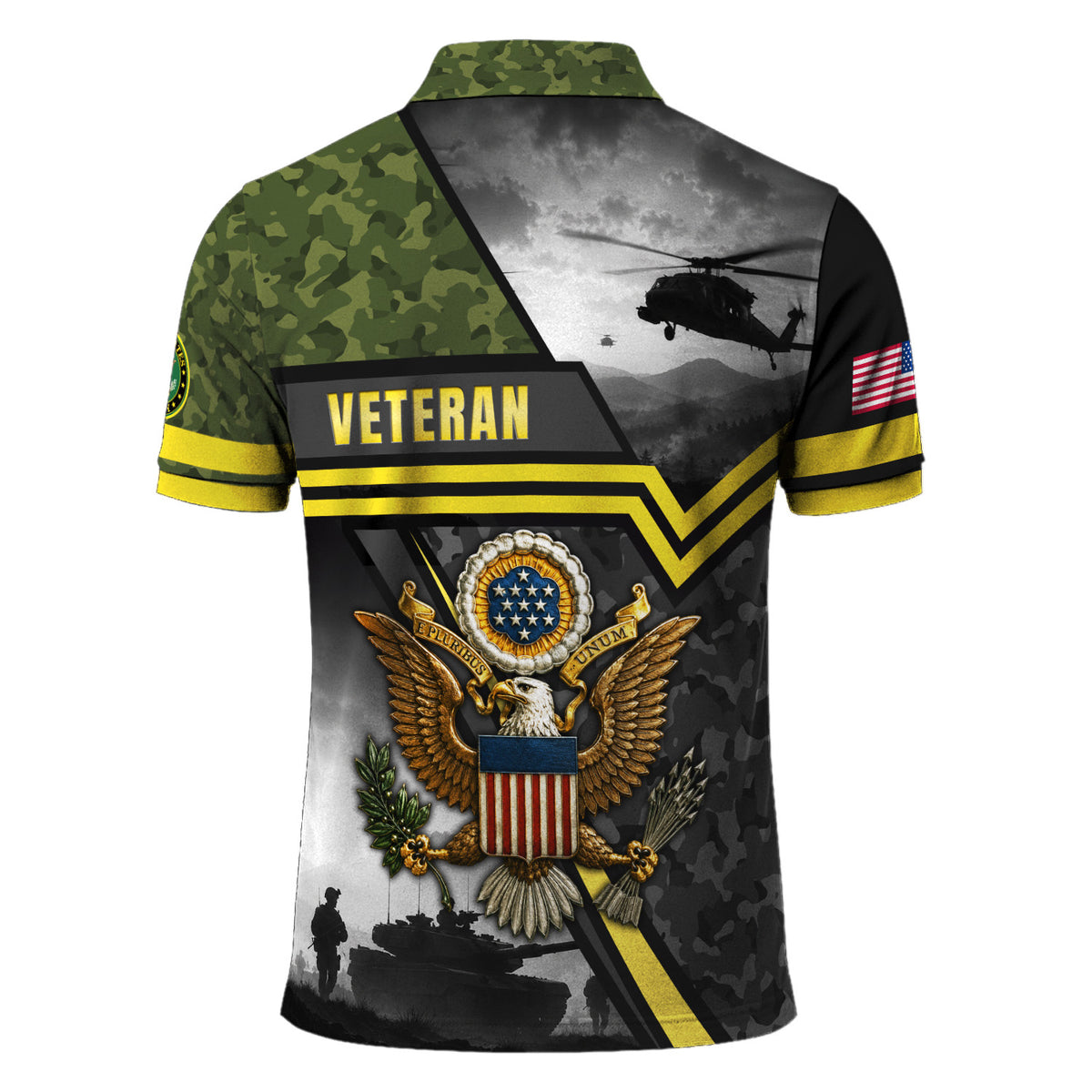 Custom Army Name and Rank 3D Polo Shirt for Veterans