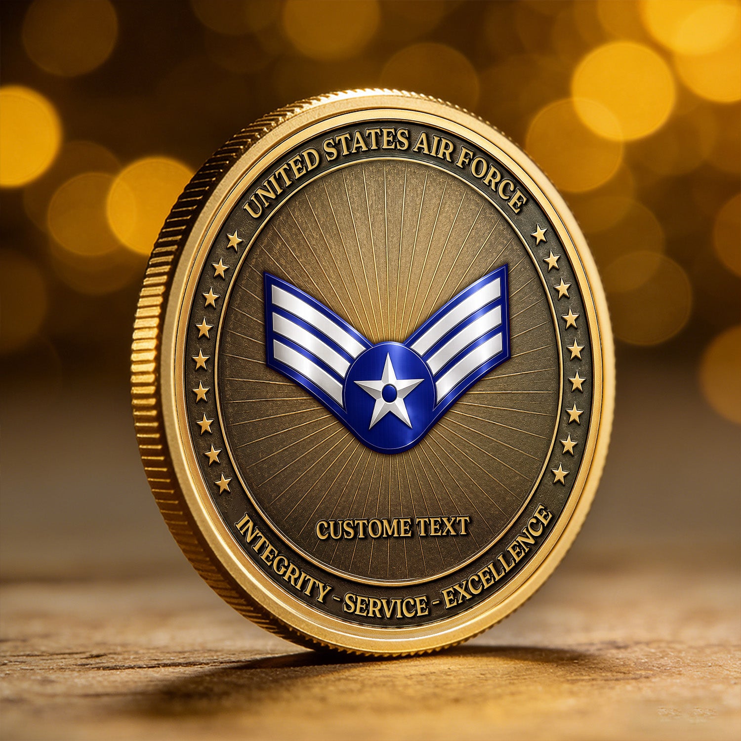 USAF Custom Text Rank 250th USA 3D Challenge Coin Gift