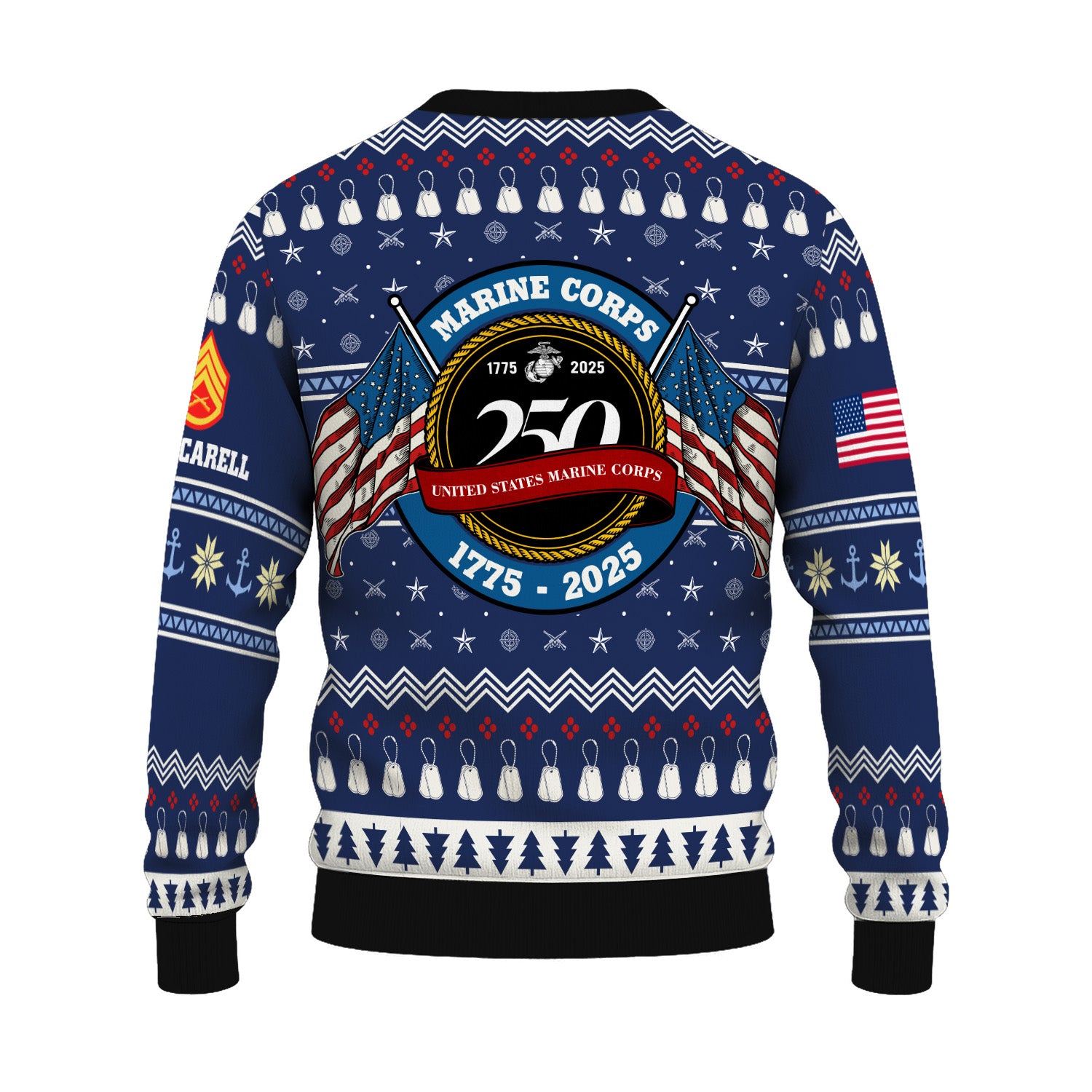 Custom Ranks And Text USMC Ugly Christmas Sweater for Women Men KRUST01