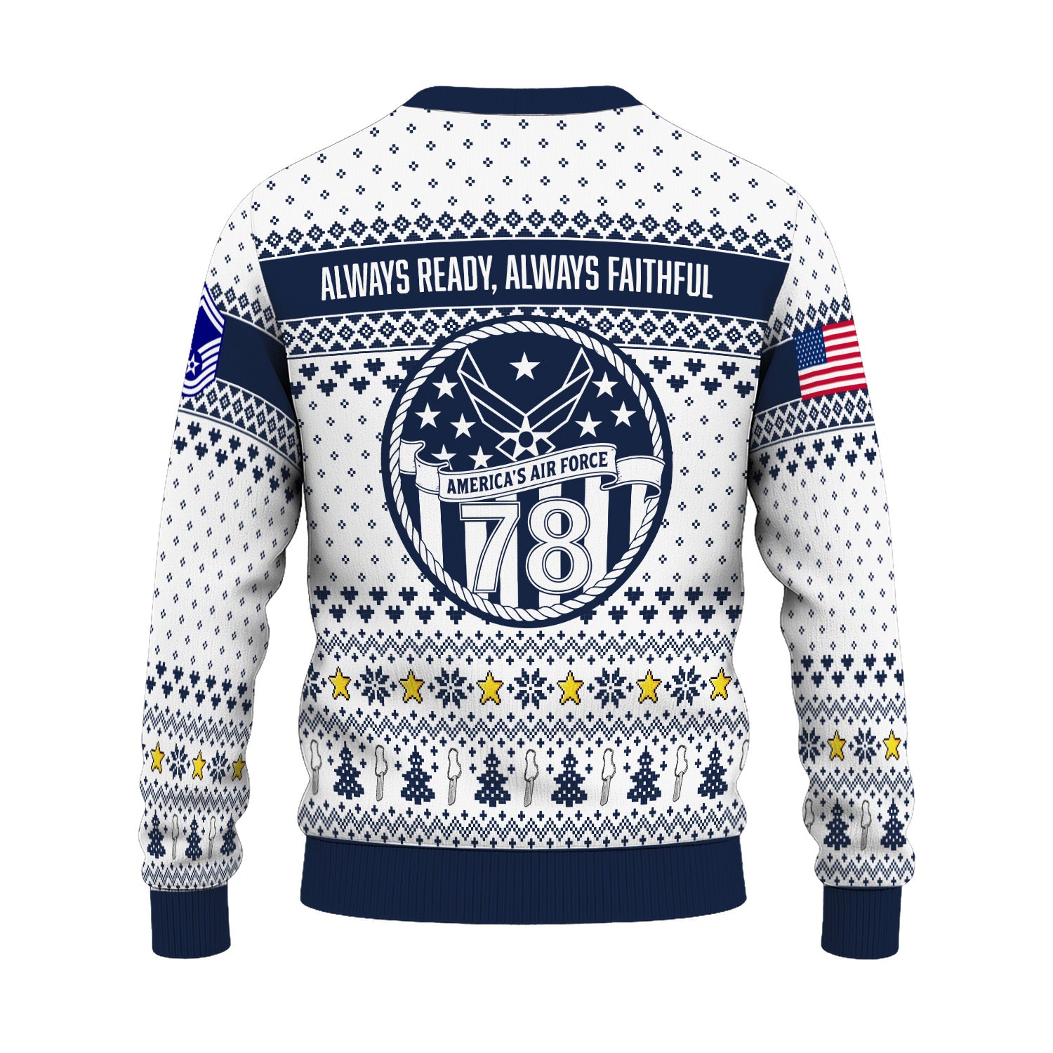 Custom Ranks US Air Force Ugly Christmas Sweater for Women Men KRUST06