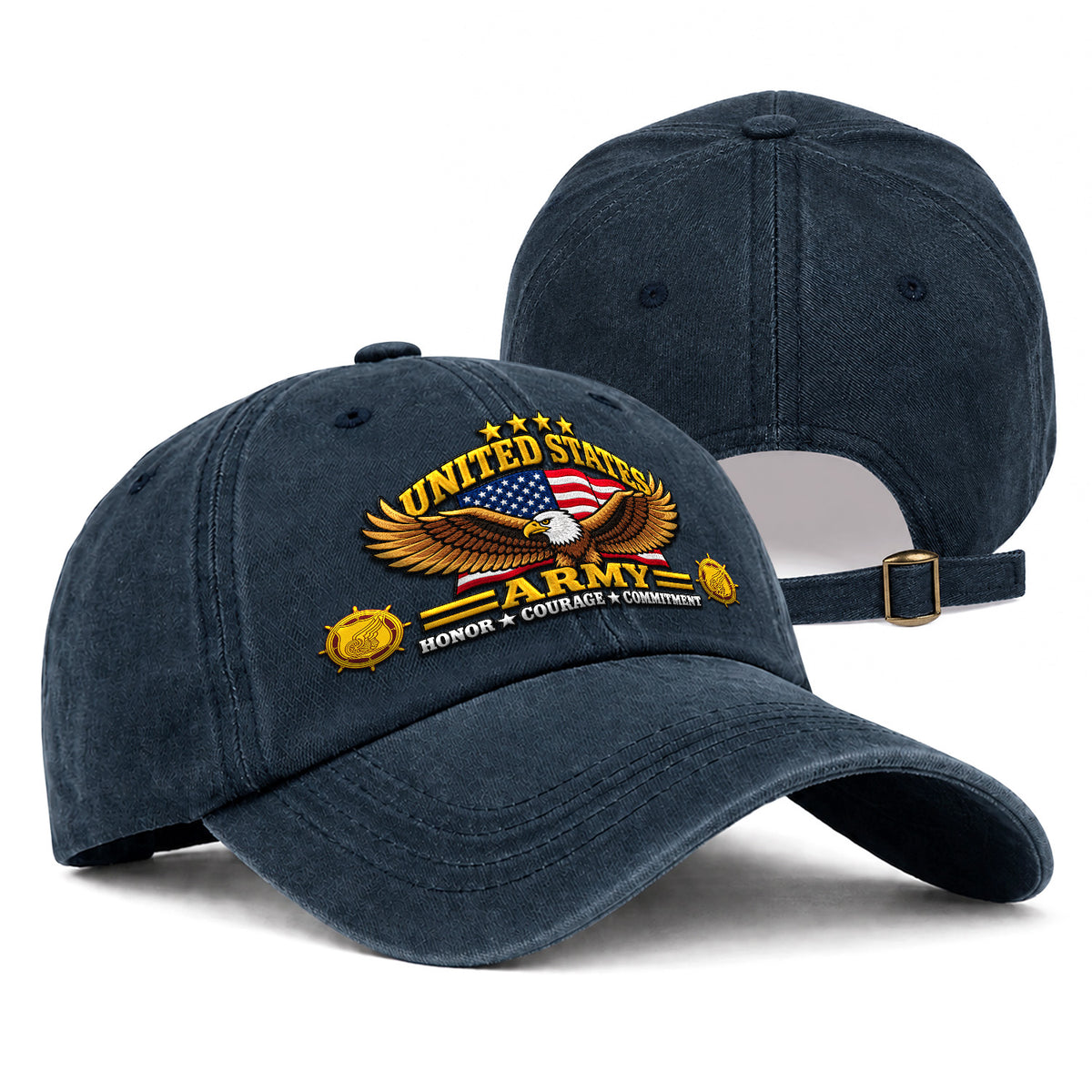 Custom U.S. Army Washed Cap Personalized Military Rank and Text