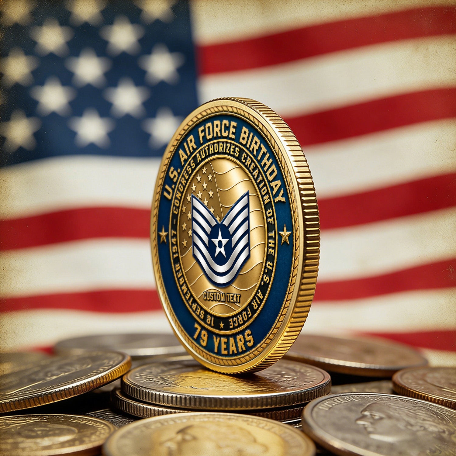 Personalized USAF Rank Name 3D Challenge Coin