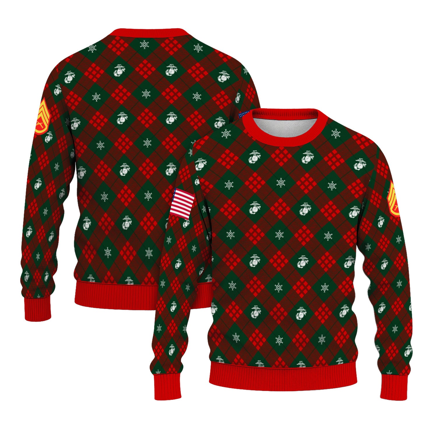 Custom Ranks USMC Ugly Christmas Sweater for Women Men KRUST08