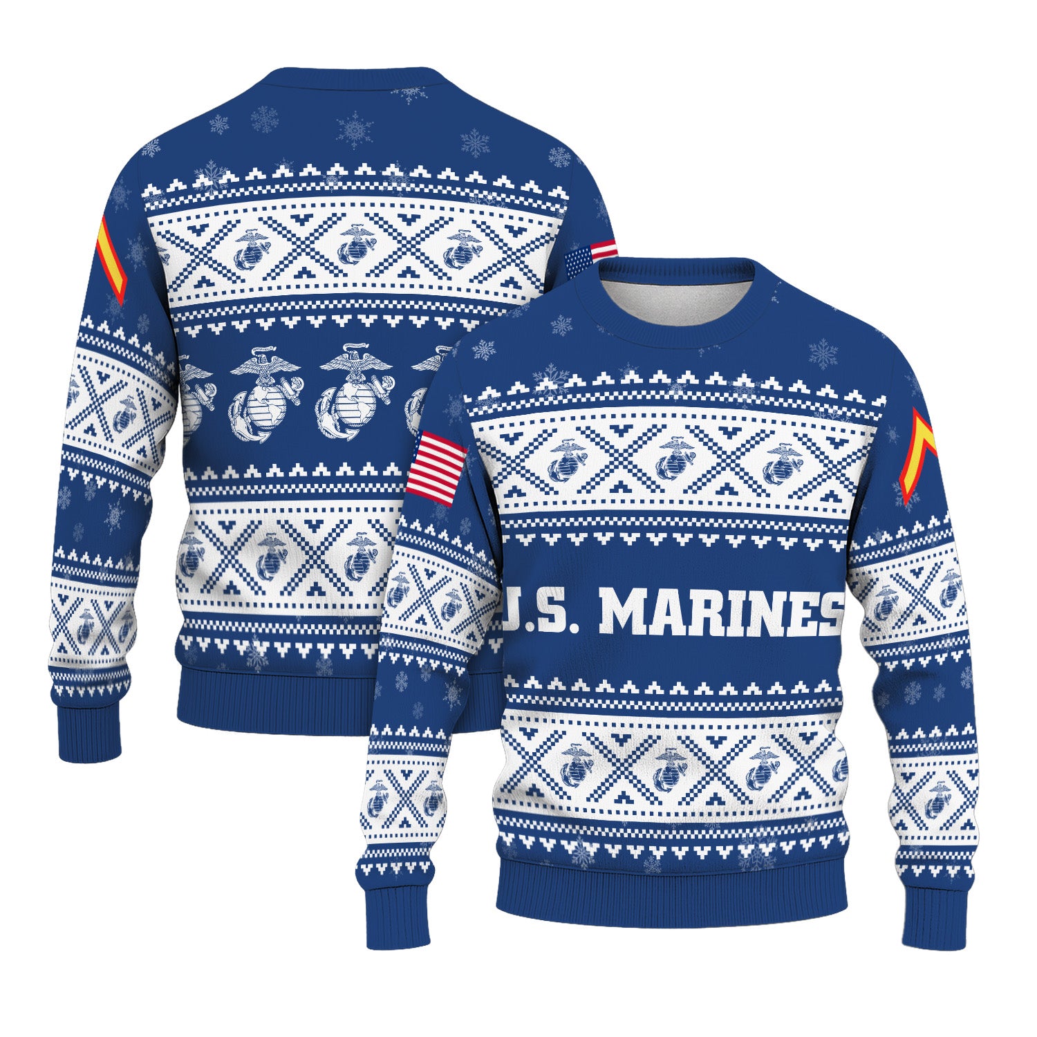 Custom Ranks USMC Ugly Christmas Sweater for Women Men KRUST05