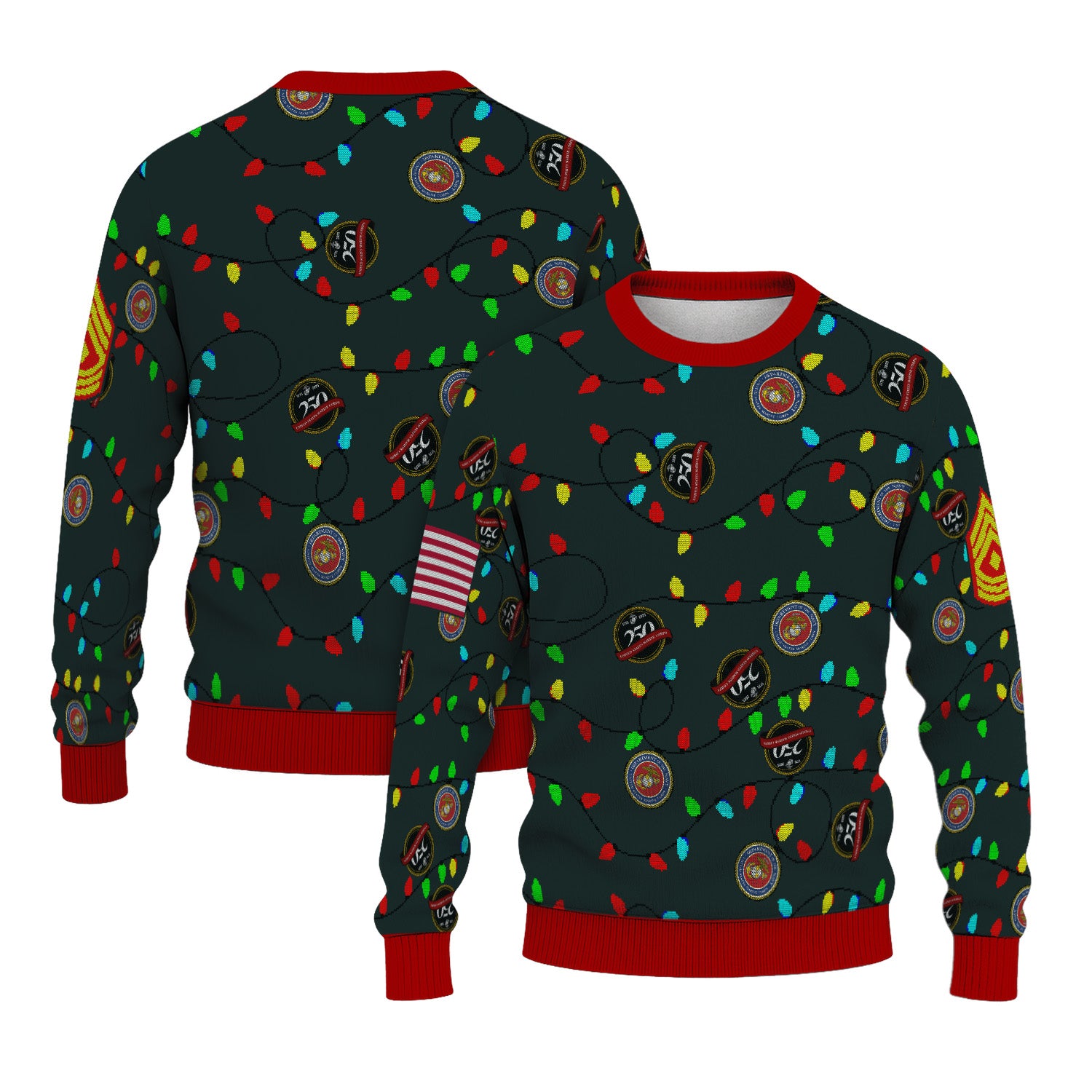 Custom Ranks USMC Ugly Christmas Sweater for Women Men KRUST07