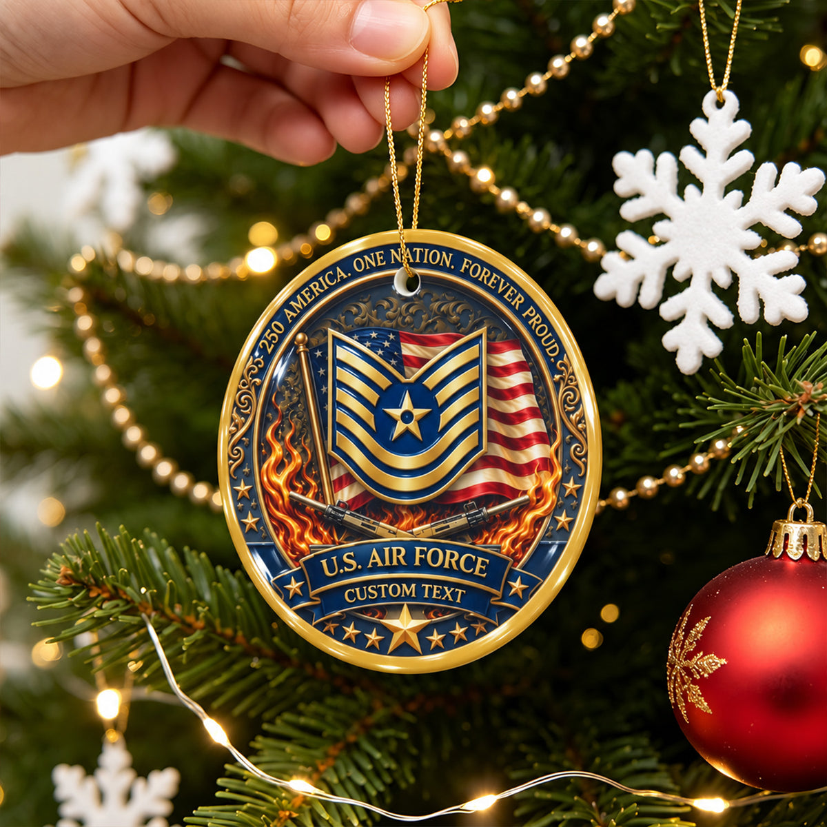 U.S. Army 3D Relief Ornament Custom Military Rank and Custom Text