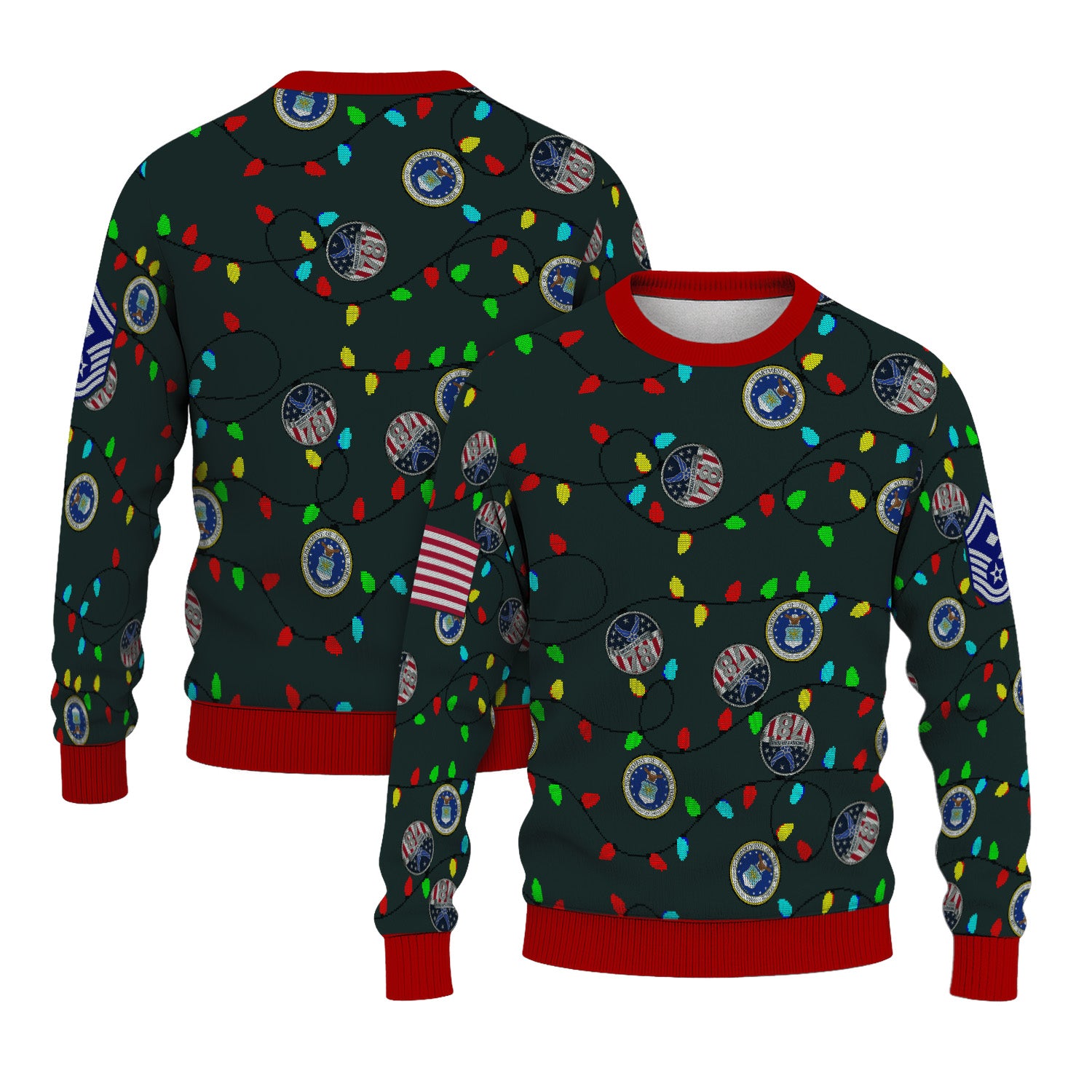 Custom Ranks US Air Force Ugly Christmas Sweater for Women Men KRUST07
