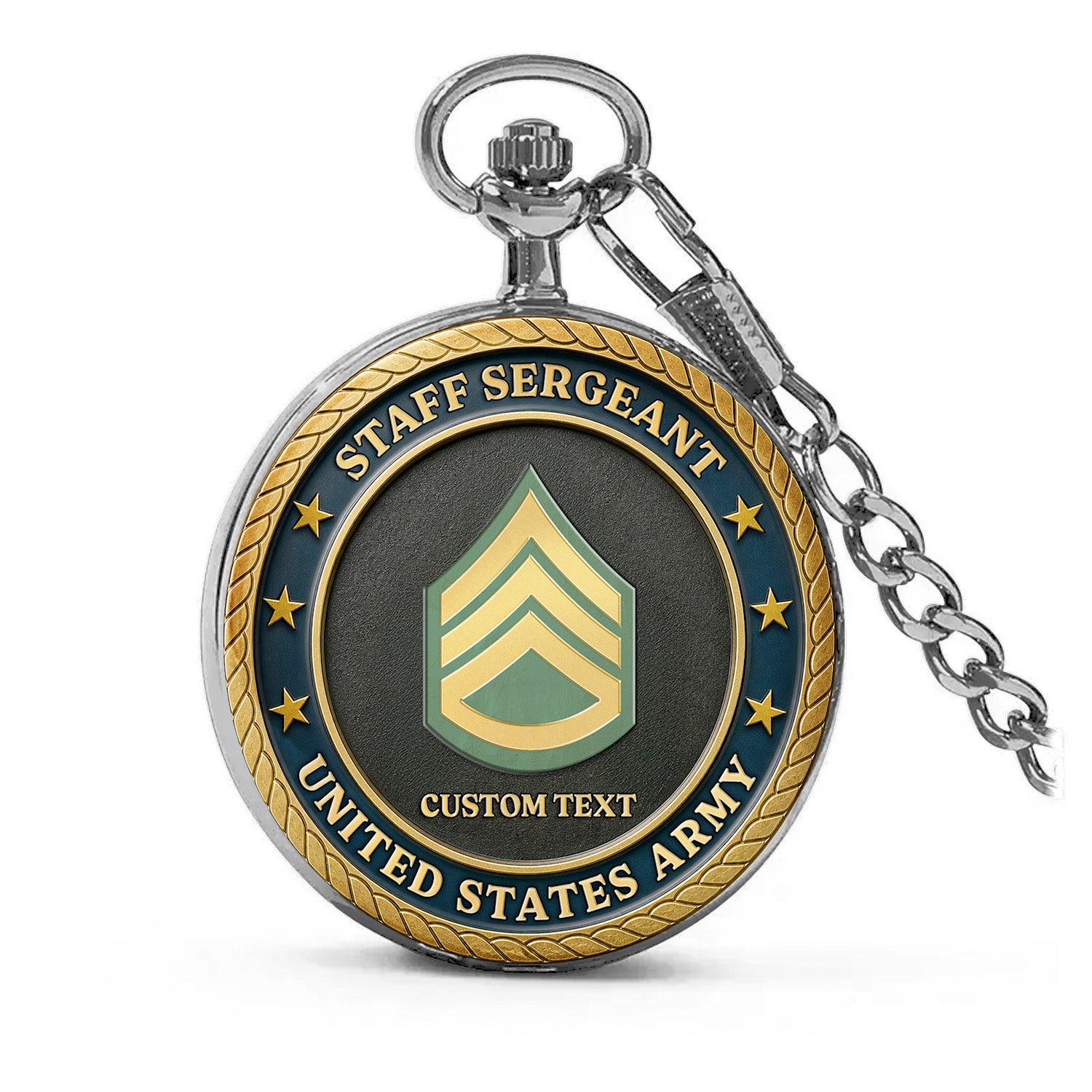 Army 250 Years Custom Text Pocket Watch Military Gift