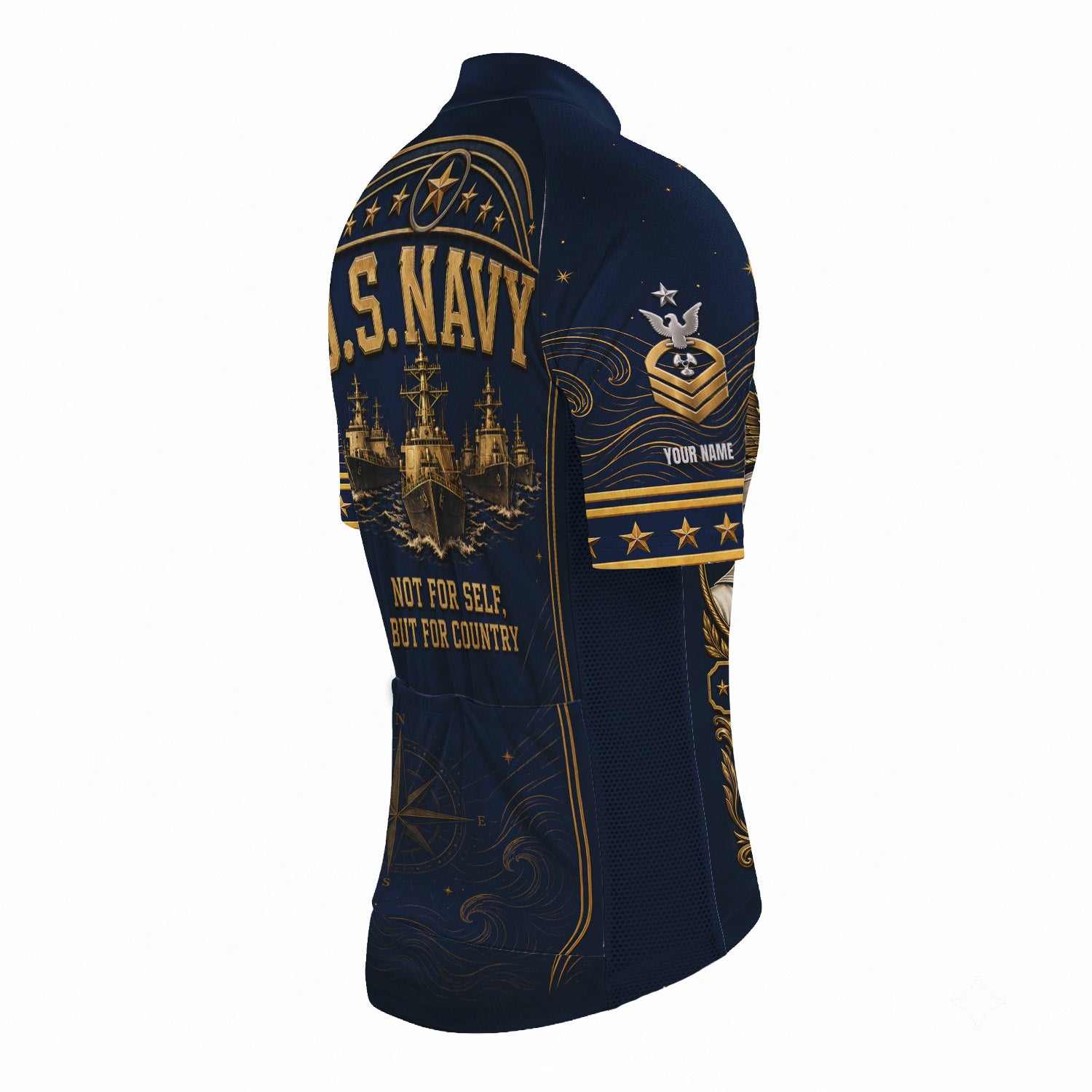 Personalized US Navy Cycling Jersey Custom Name & Rank Shirt