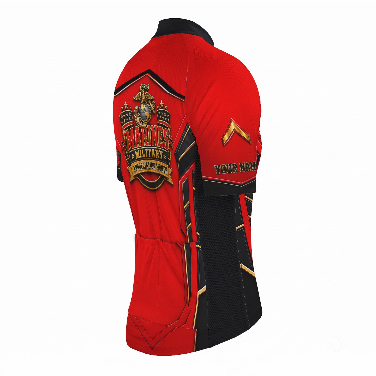 Personalized USMC Cycling Jersey Custom Military Name & Rank Gift