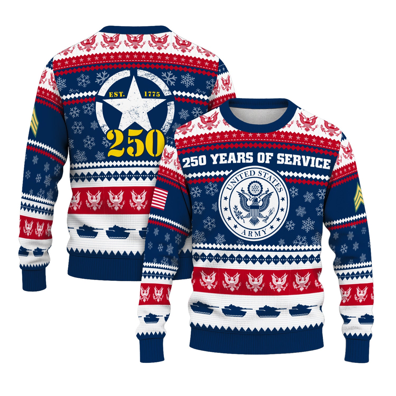Custom Ranks US Army Ugly Christmas Sweater for Women Men KRUST03