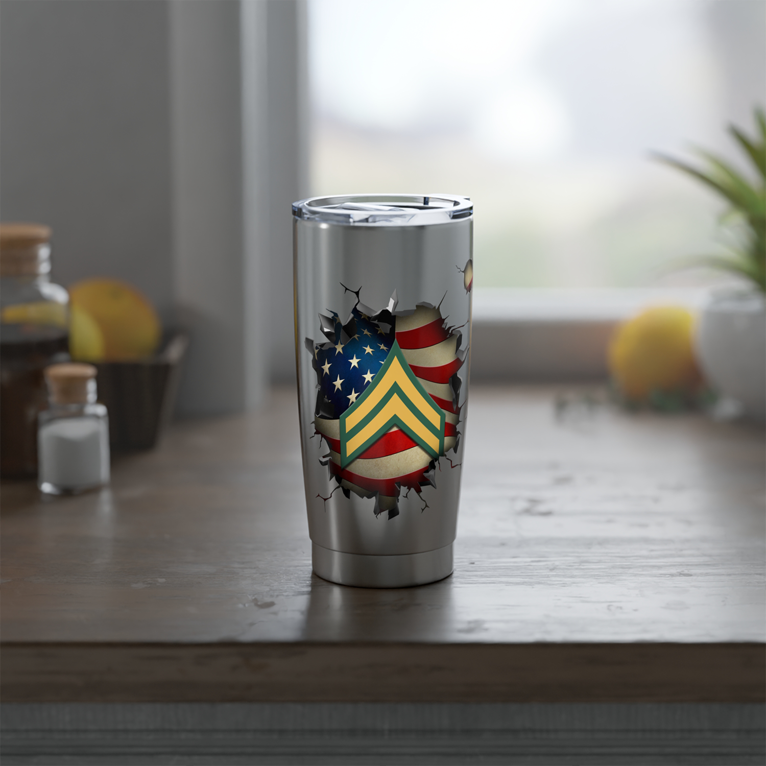 Custom US Military Ranks/Insignia 3D Break Effect Vagabond 20oz Tumbler