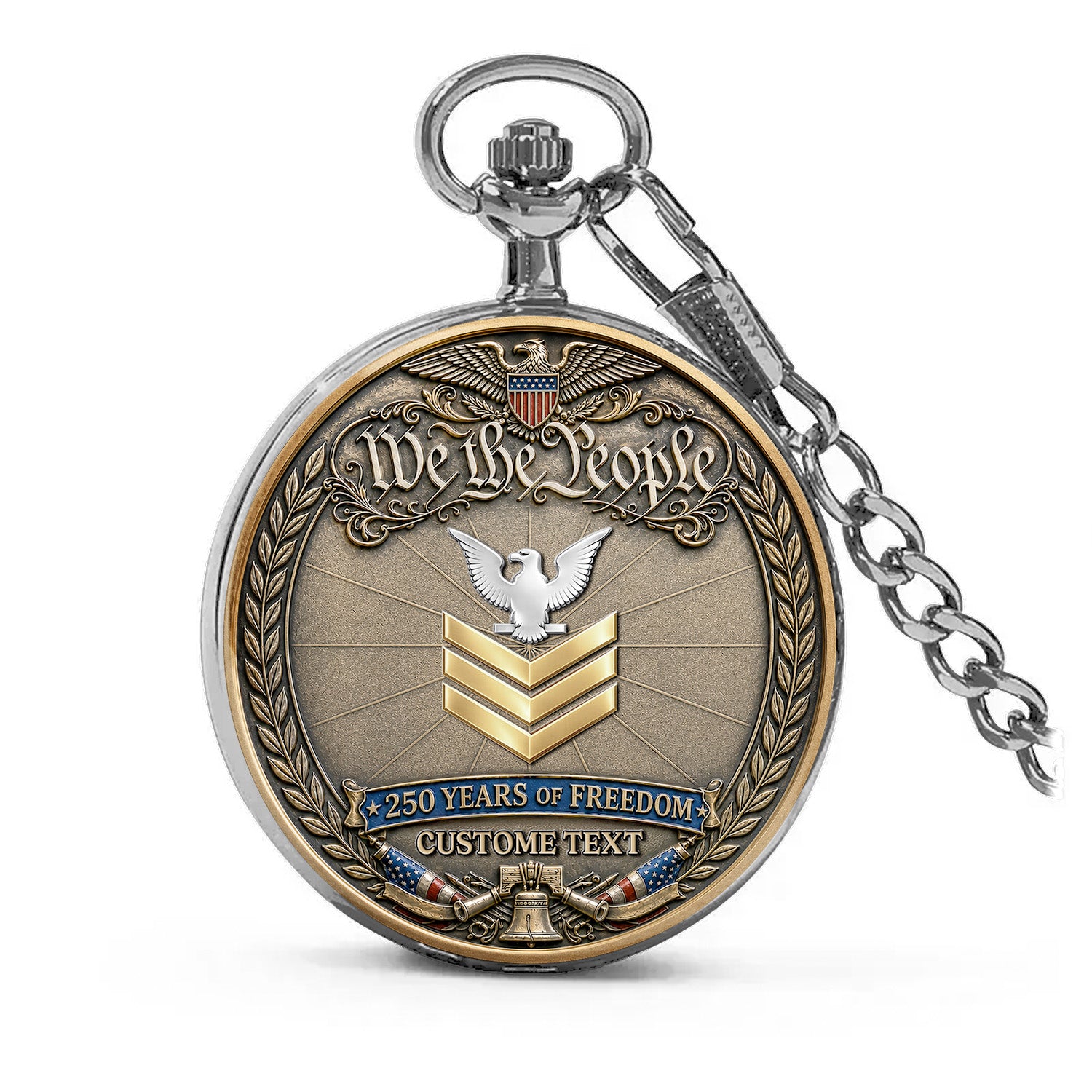 Custom US Navy Pocket Watch 250 Years Anniversary Veteran Gift